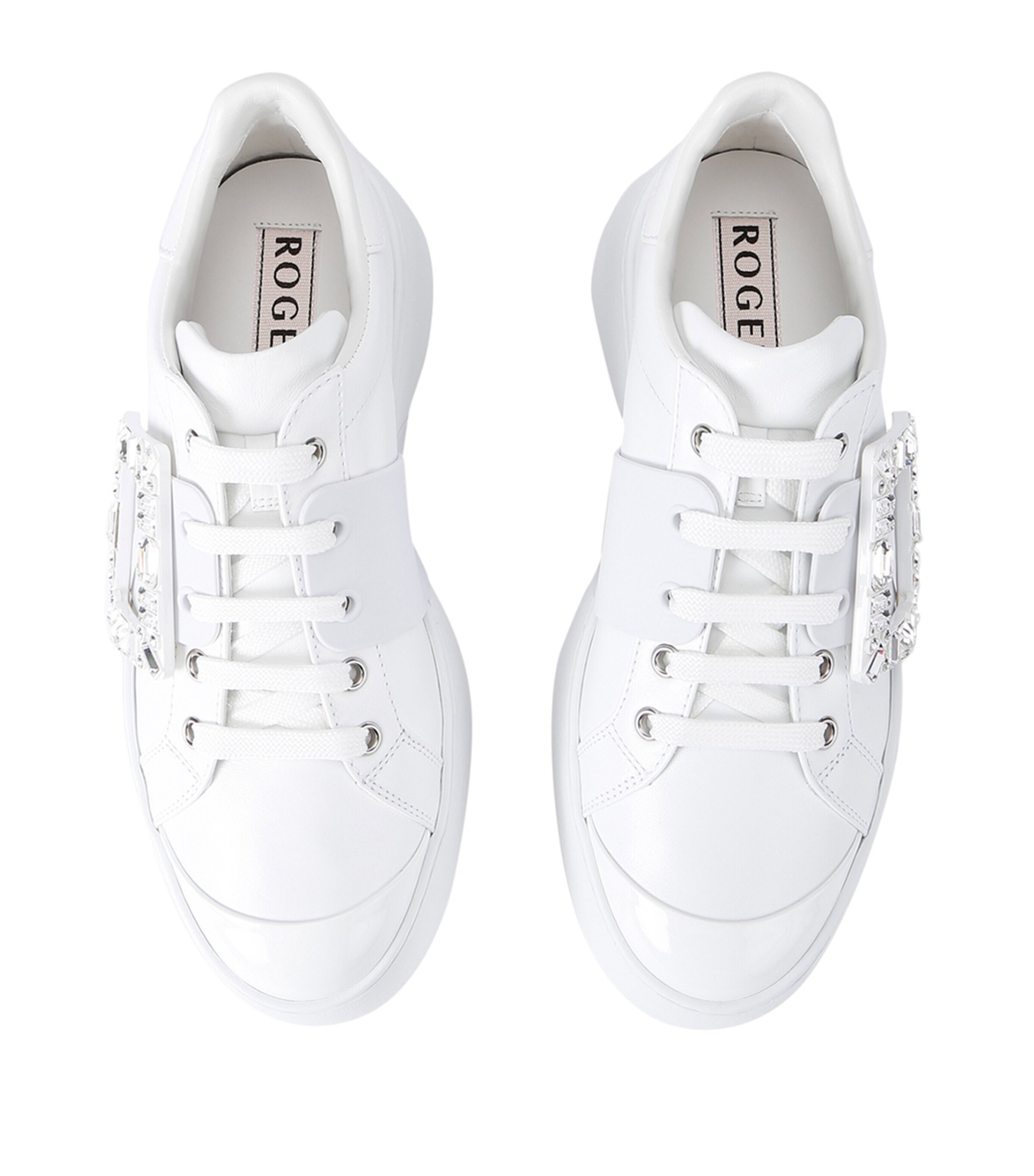 Roger Vivier Leather Viv Skate Platform Sneakers White Image 4