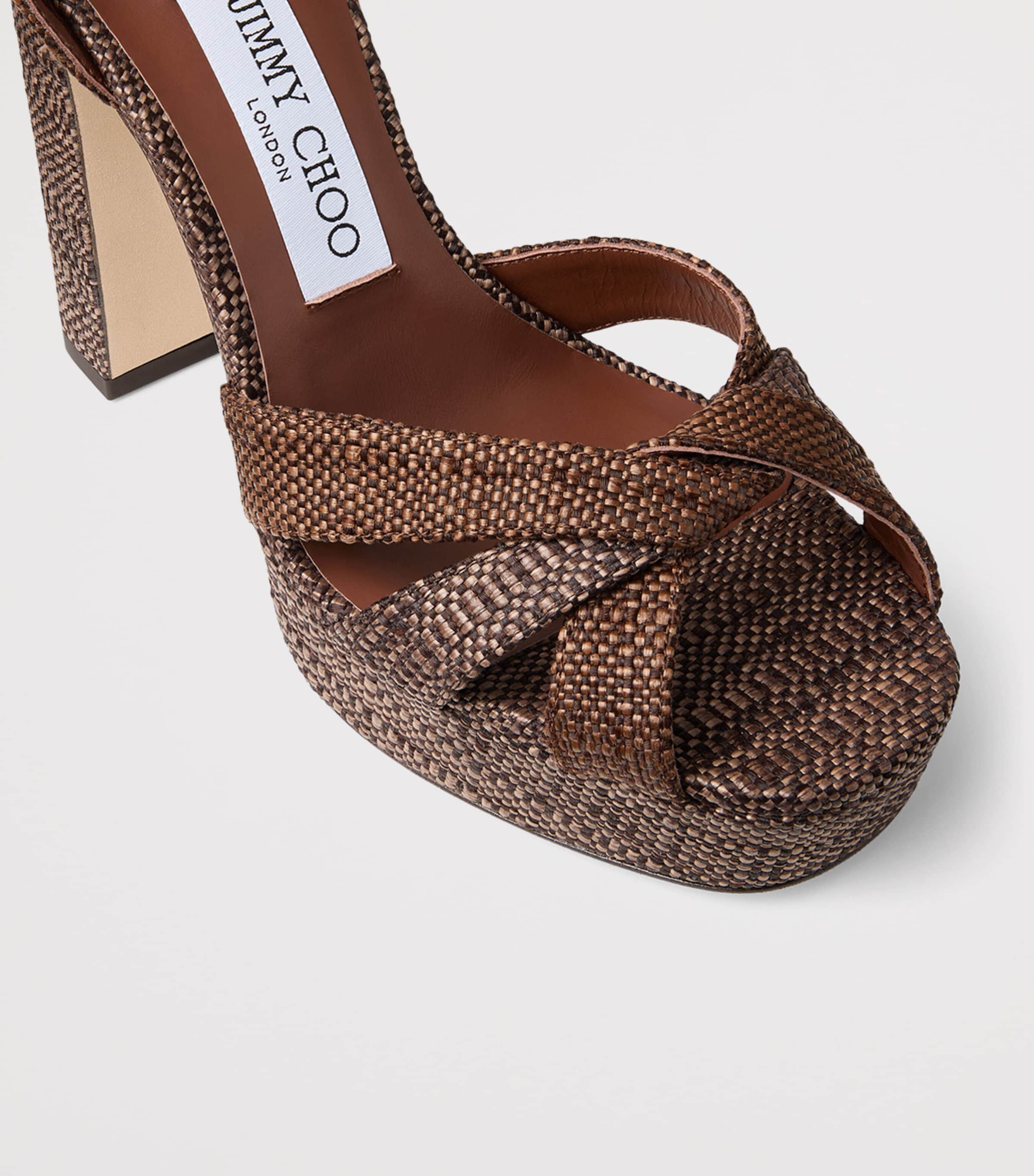 Jimmy Choo Kove 120 Woven Platform Sandals Chocolate/tan Image 5