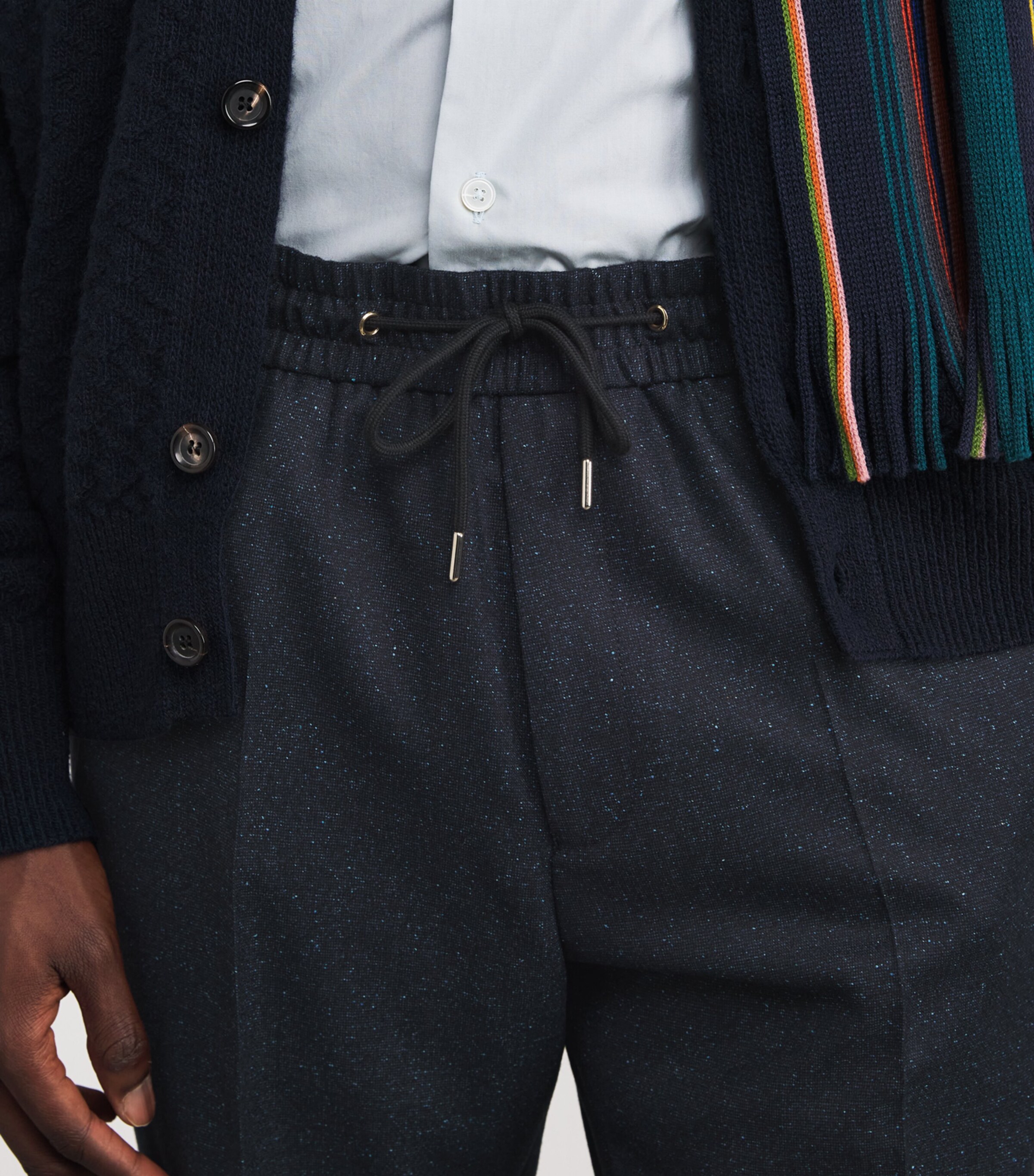 Wool Drawstring Trousers 47_NAVY Image 6