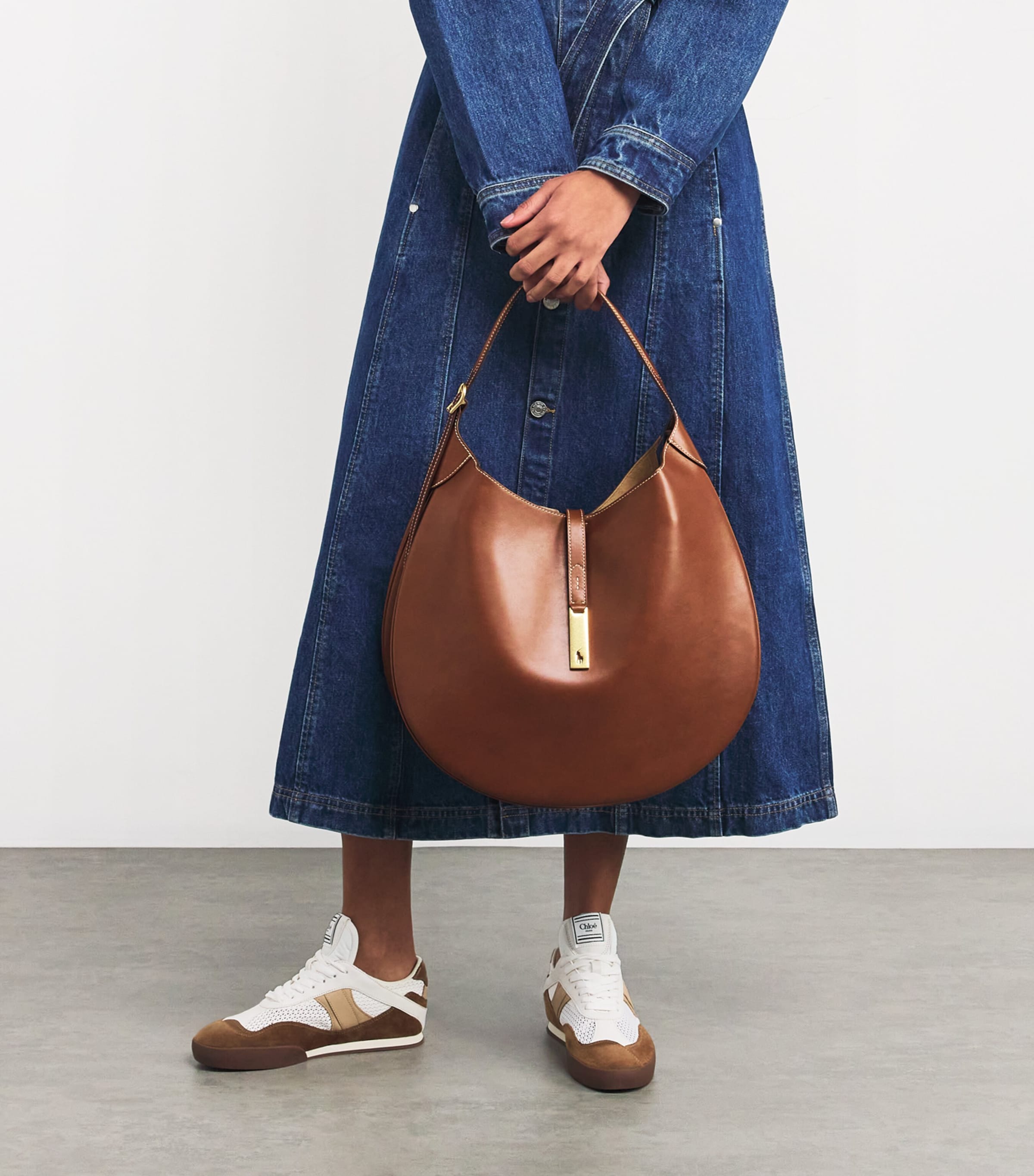 ショルダーバッグ・ポシェット POLO RALPH LAUREN BROWN LEATHER SHOULDER BAG Polo Ralph Lauren Polo ID Medium Leather Shoulder Bag