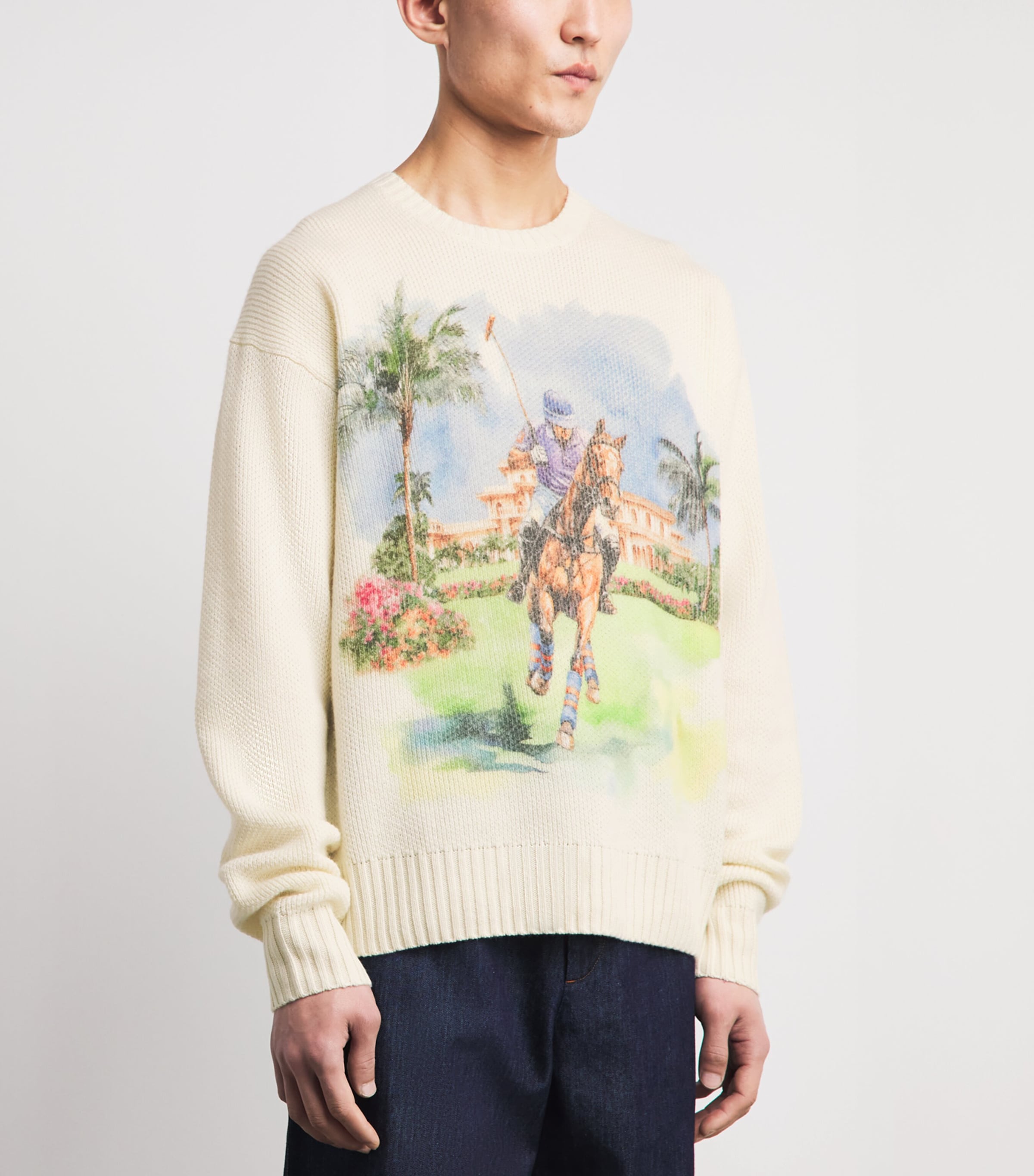 Polo Ralph Lauren Mens Cashmere Polo Print Sweater Cream Combo Image 4