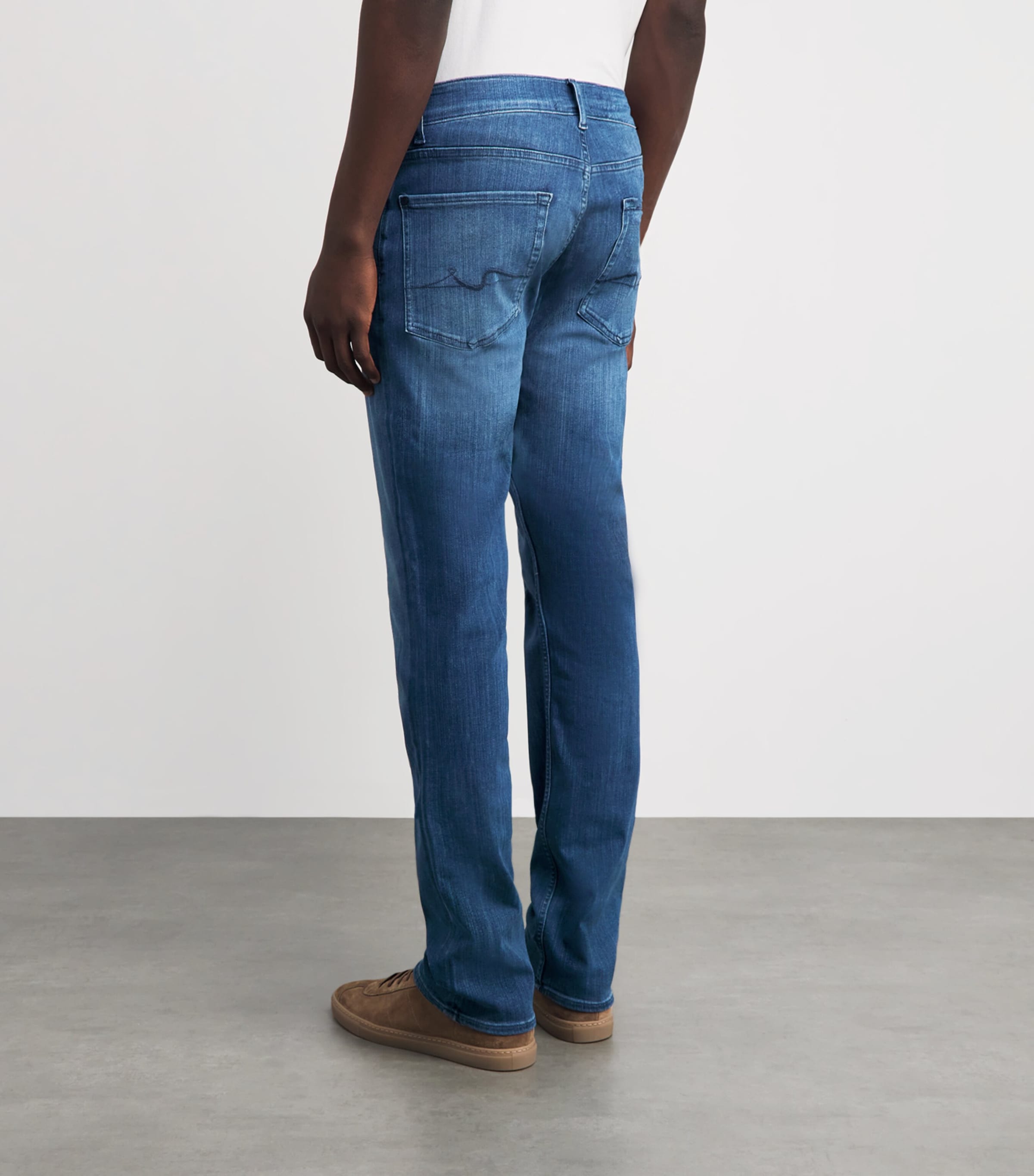 7 For All Mankind Mens Straight Luxe Performance Jeans Mid Blue Image 5