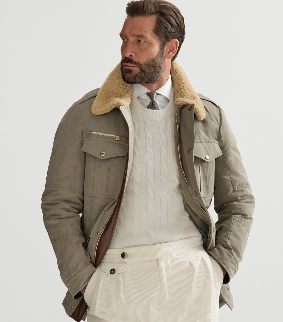 Brunello Cucinelli Mens Techno-Cotton Waxed Safari Jacket Image 4