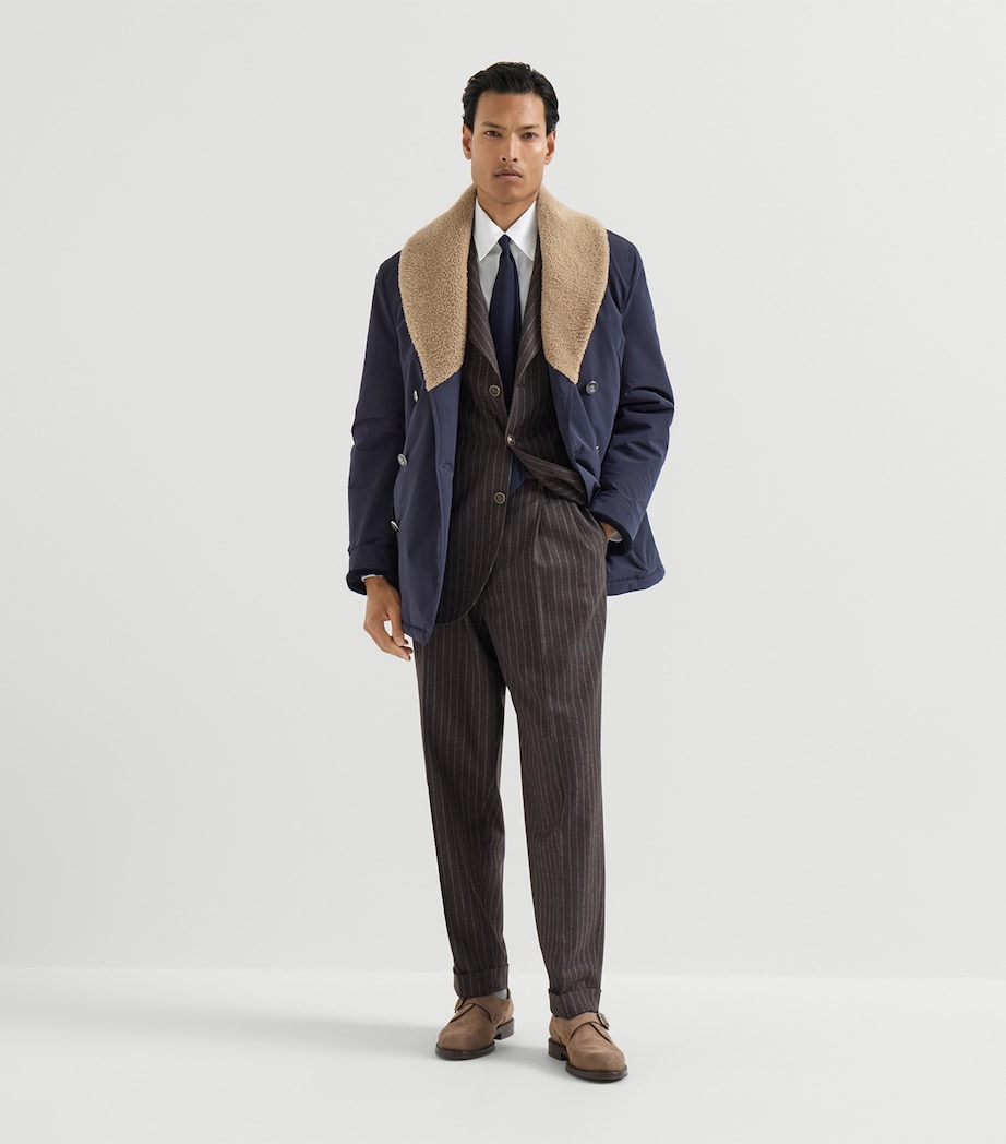 Brunello Cucinelli Mens Shearling-Trim Water-Resistant Overcoat Image 5