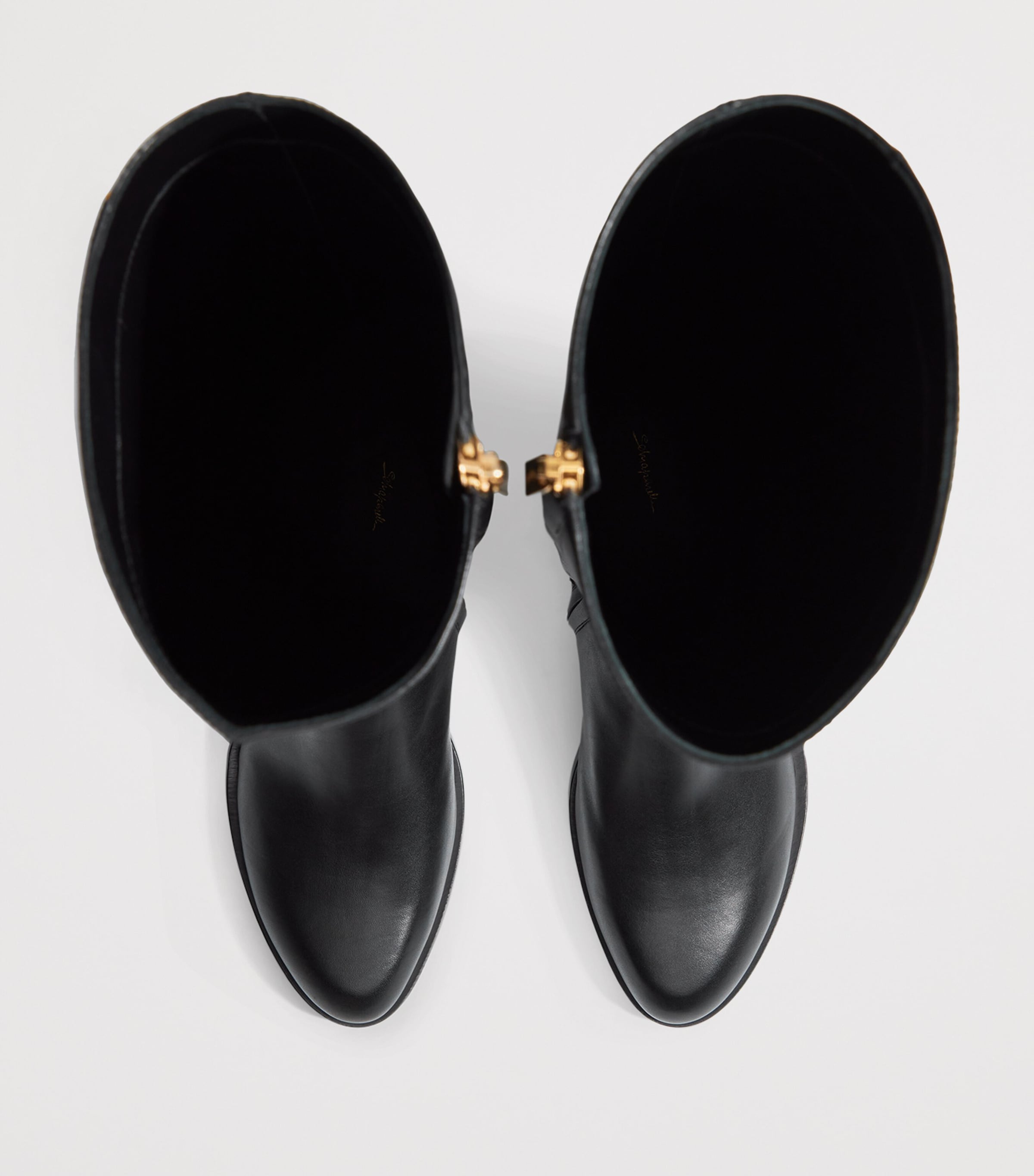 Leather Measuring Tape Knee-High Boots 999 BLACK Image 5