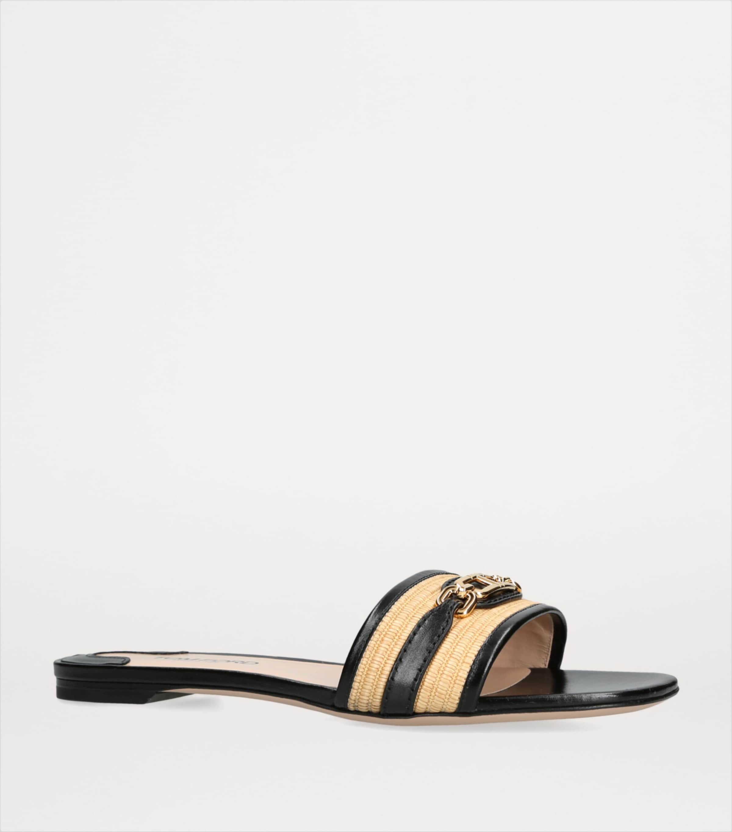Raffia Whitney Slides BLK/BEIGE Image 3