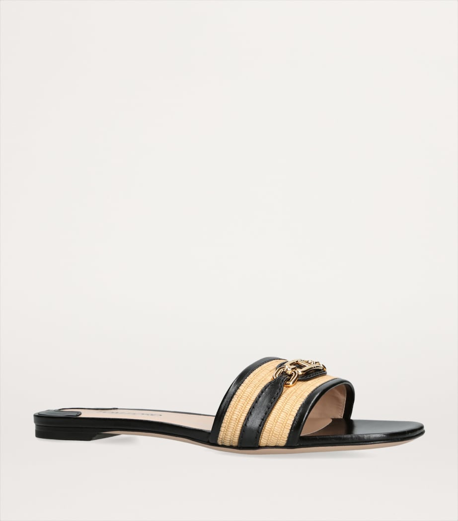 Raffia Whitney Slides BLK/BEIGE Image 3