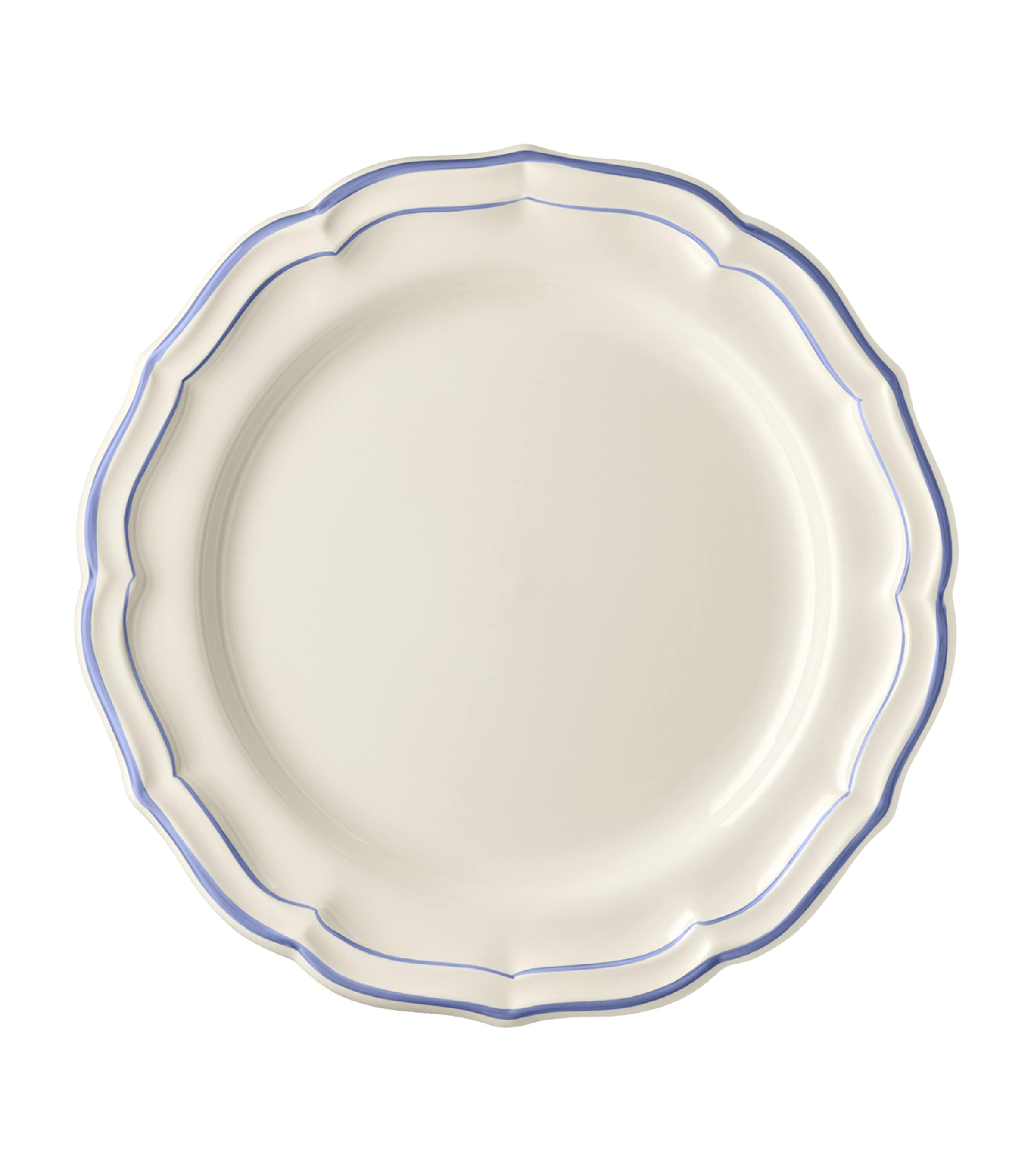 Gien Set Of 4 Filet Bleu Dinner Plates In White