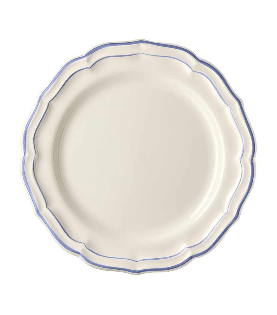 Set of 4 Filet Bleu Dinner Plates (26cm) WHITE, BLUE Image 1