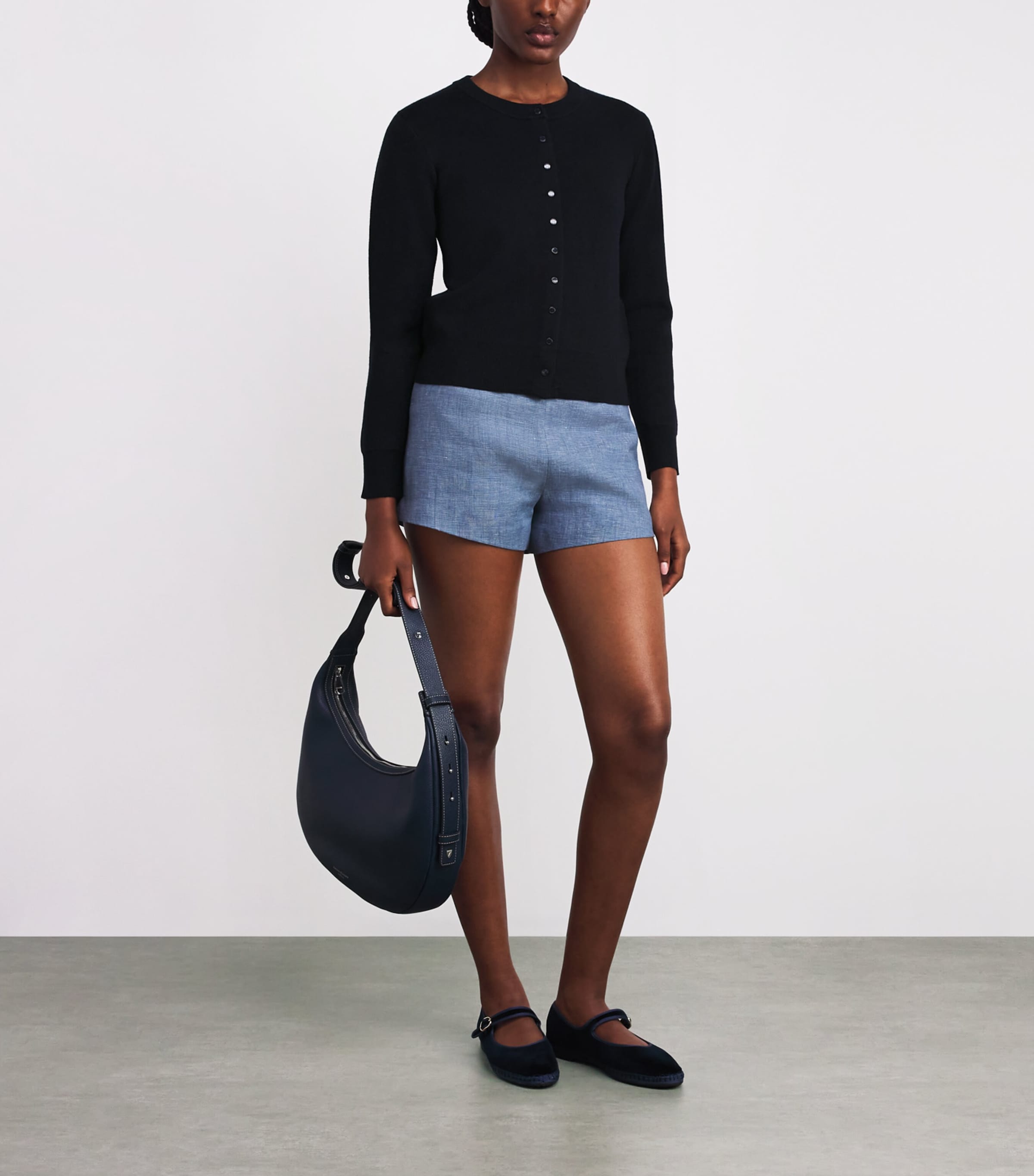 Wool-Blend Fine-Knit Cardigan NAVY Image 2