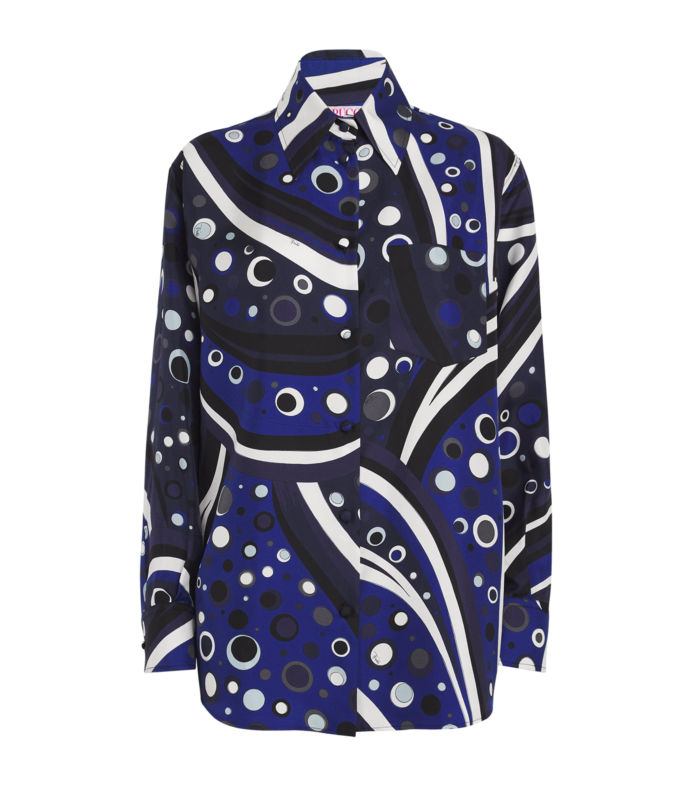 PUCCI Womens Silk Fontane Shirt Navy Image 1