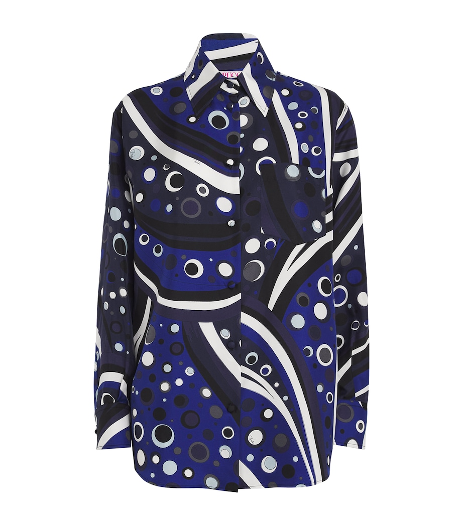 PUCCI Womens Silk Fontane Shirt Navy Image 1