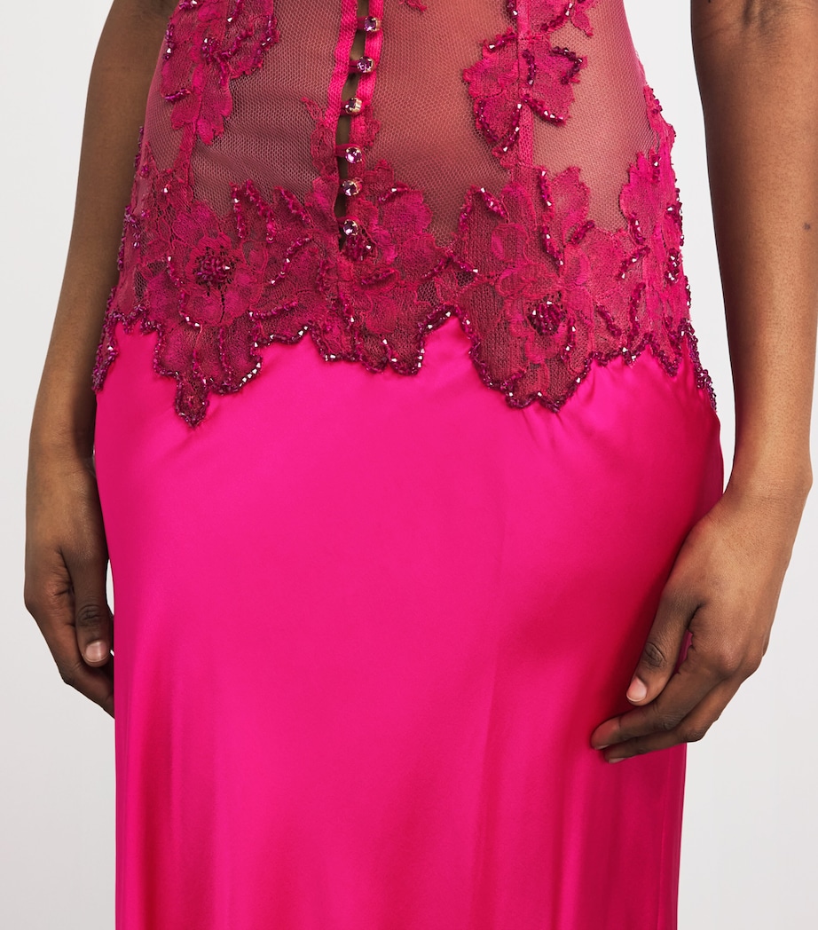Rosamosario Womens Silk-Lace Cherry Orchard Slip Dress Cherry Red Image 5