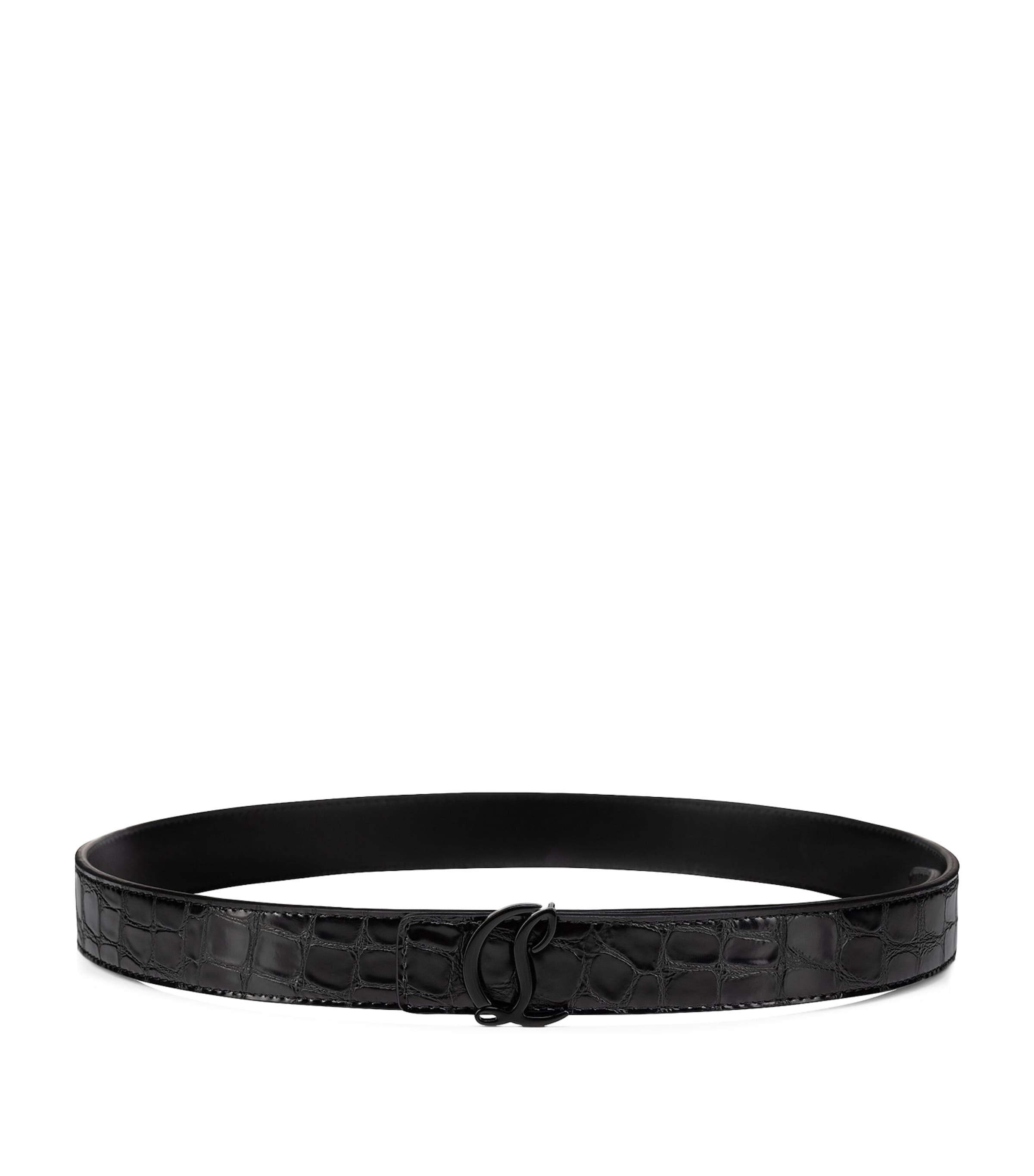 Christian Louboutin Cl Logo Leather Belt In Black