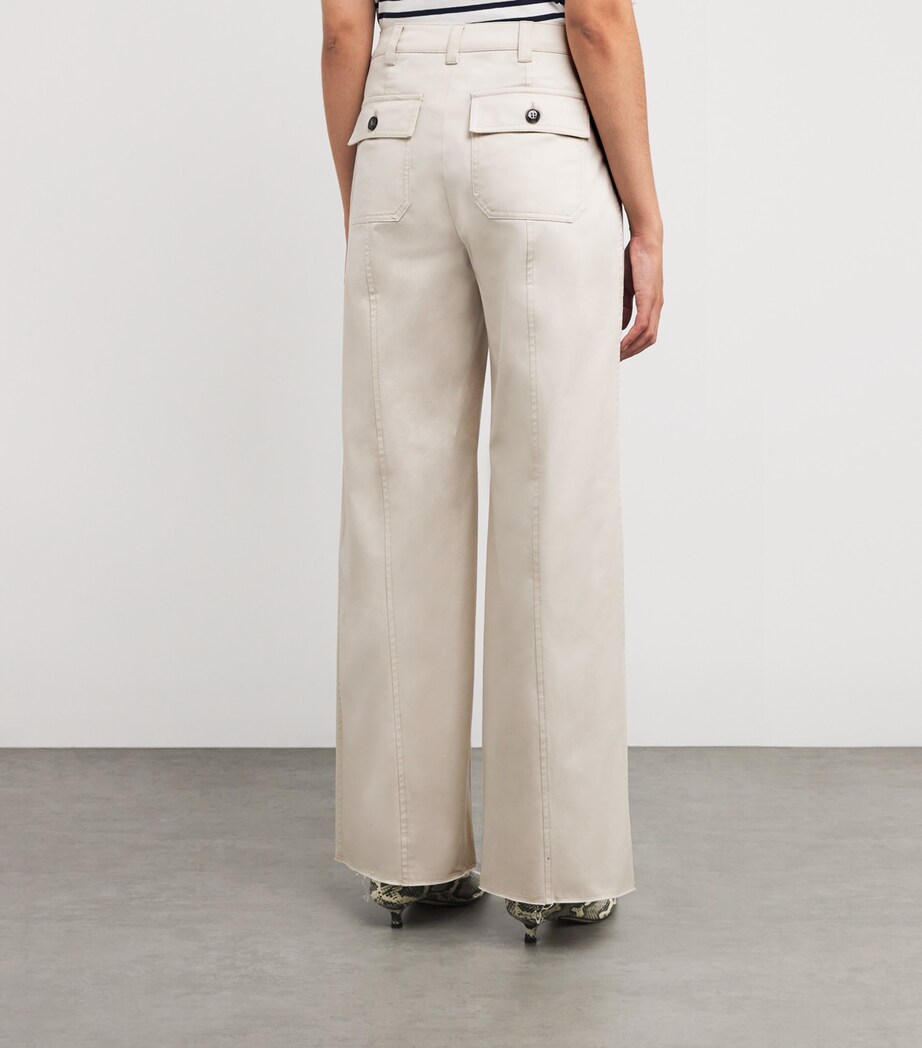 MAX&Co. Cotton Gabardine Cargo Trousers Cream Image 4