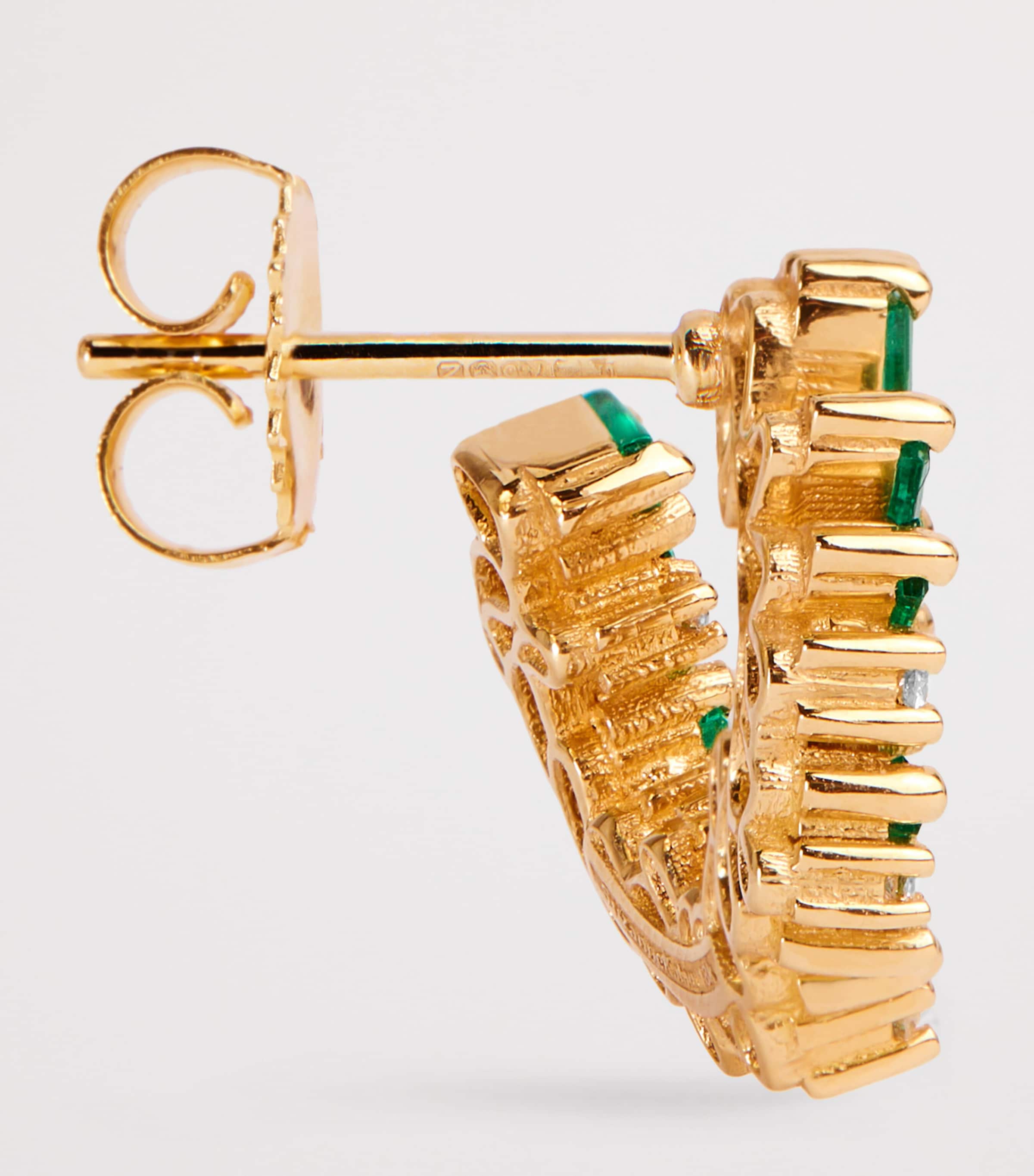 Yellow Gold, Emerald and Diamond Frenzy Spiral Earrings 18K YG/EMER Image 4