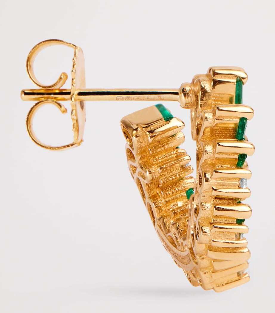 Yellow Gold, Emerald and Diamond Frenzy Spiral Earrings 18K YG/EMER Image 4