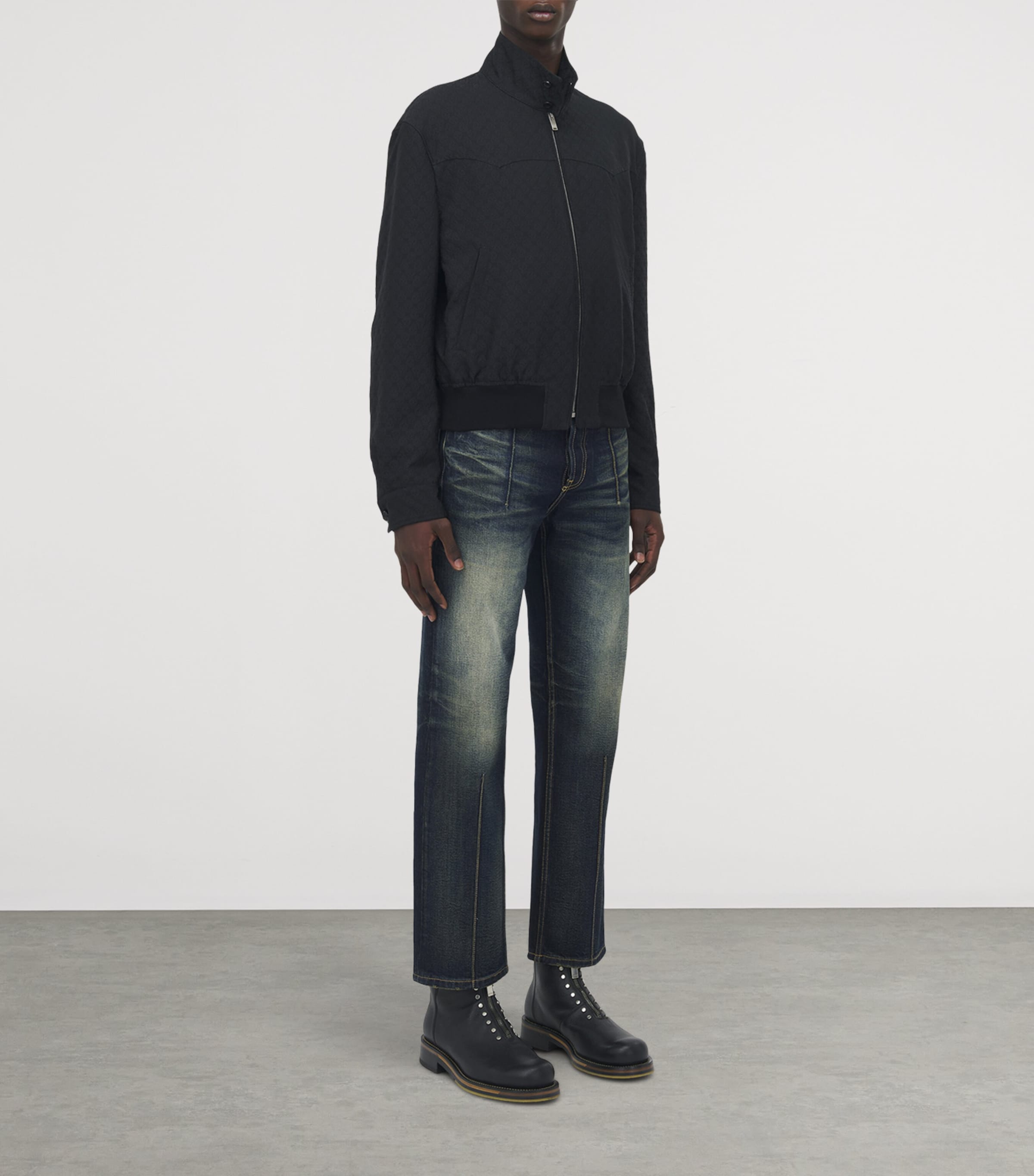 Skull-Print Cropped Harrington Jacket 1010 Image 3