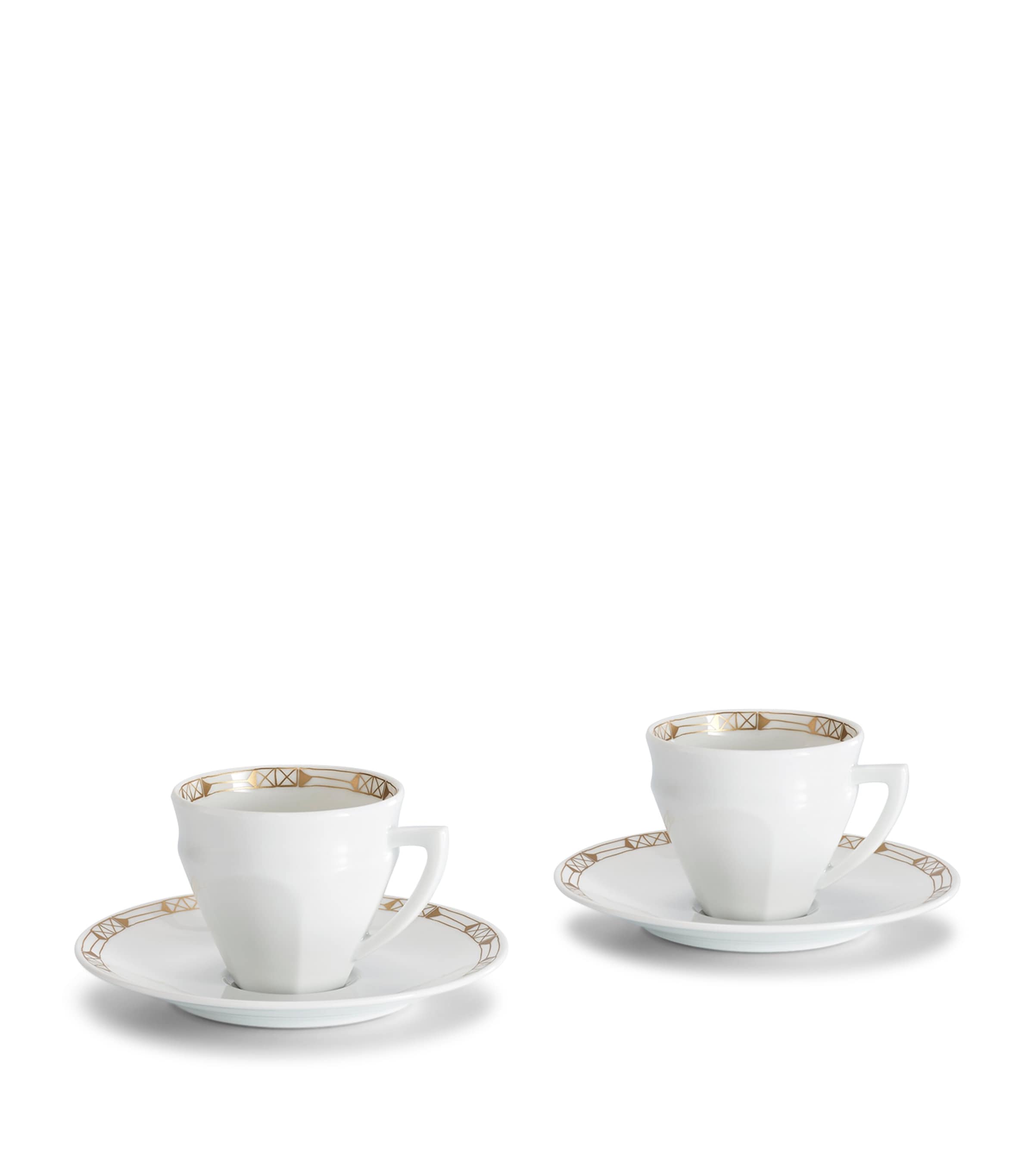 Baccarat Set Of 2 Porcelain Coffee Cups And Saucers