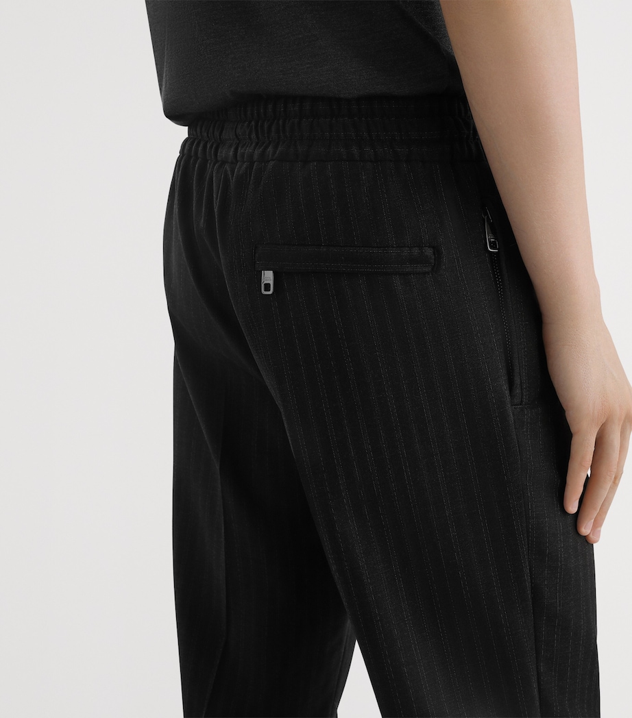 Virgin Wool Pinstripe Drawstring Trousers S8051-STRIPED Image 5