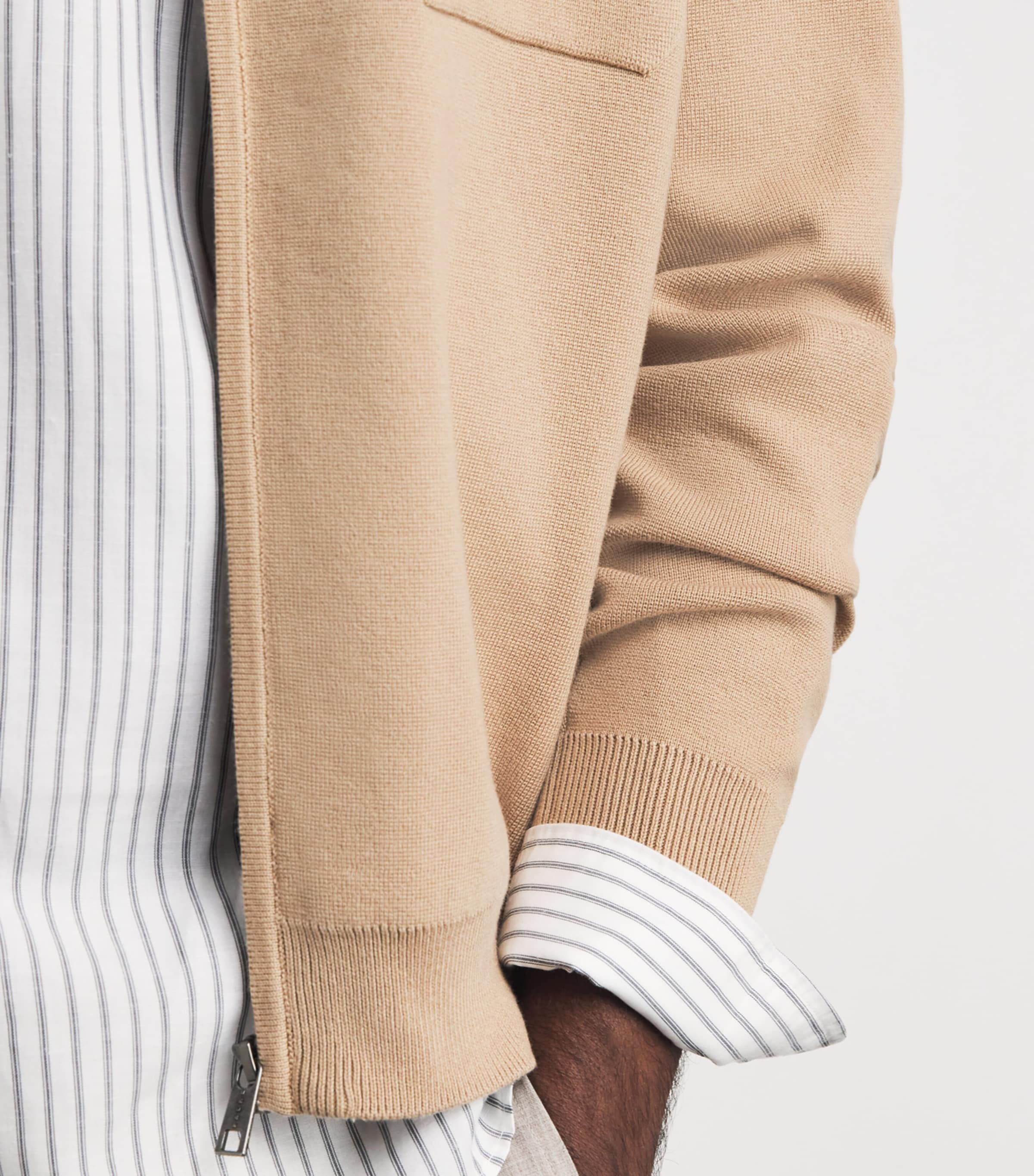 Falke Mens Organic Cotton Zip-Up Sweater Seasame Image 3