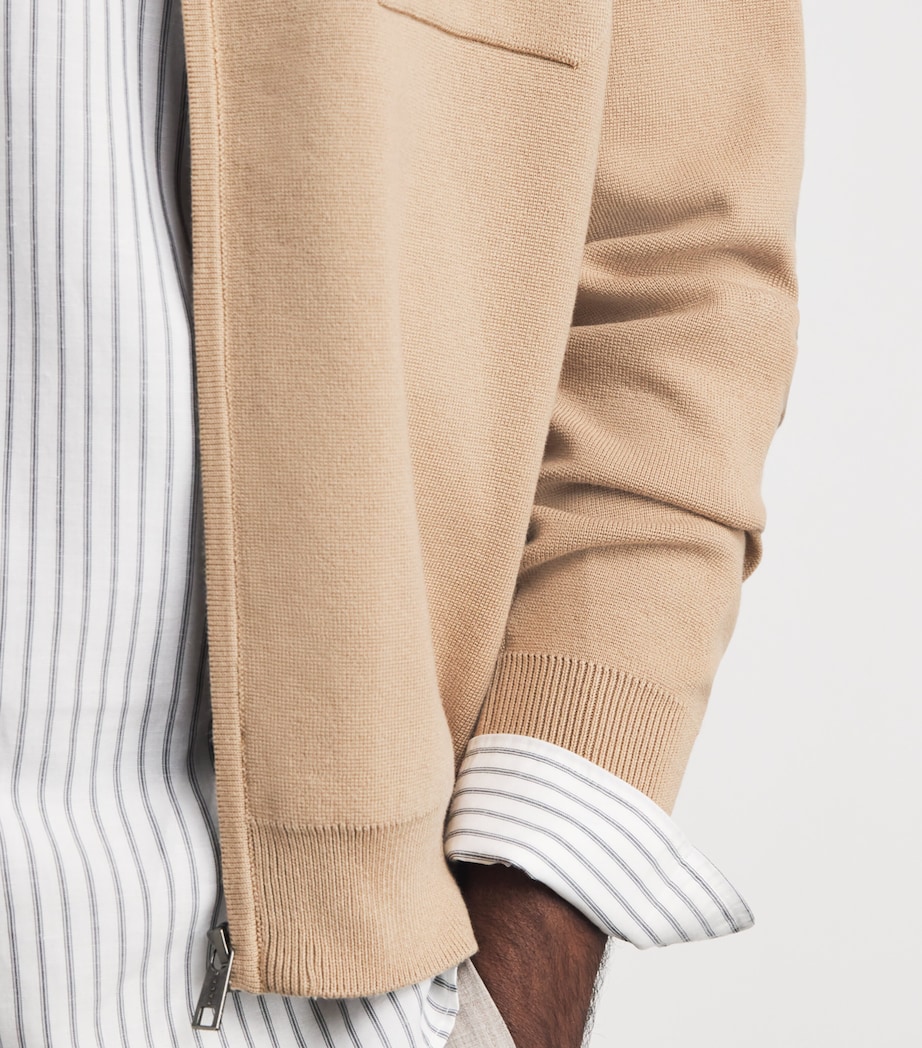 Falke Mens Organic Cotton Zip-Up Sweater Seasame Image 3