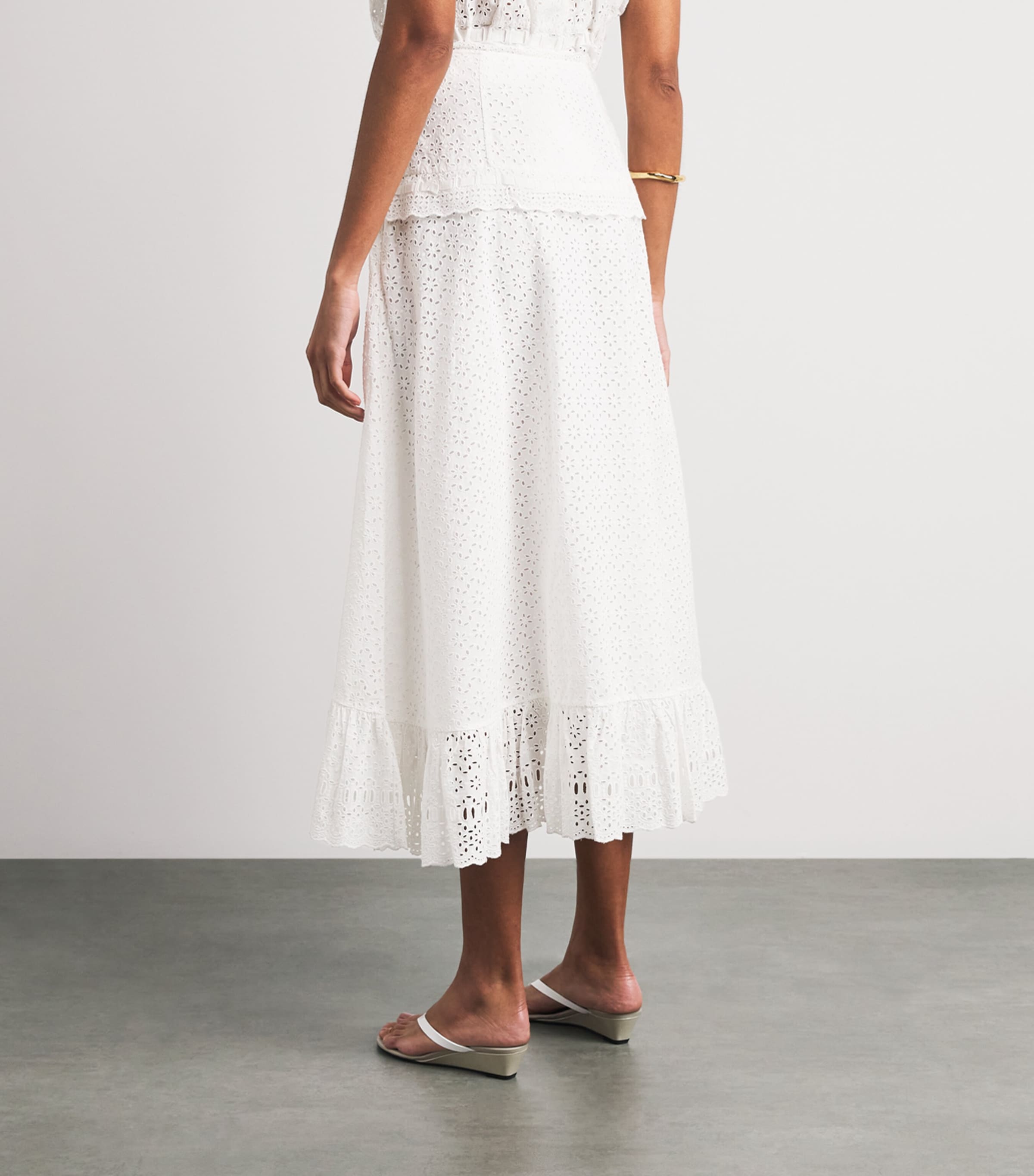 Ulla Johnson Womens Broderie Anglaise Violetta Midi Skirt Pristine Image 5