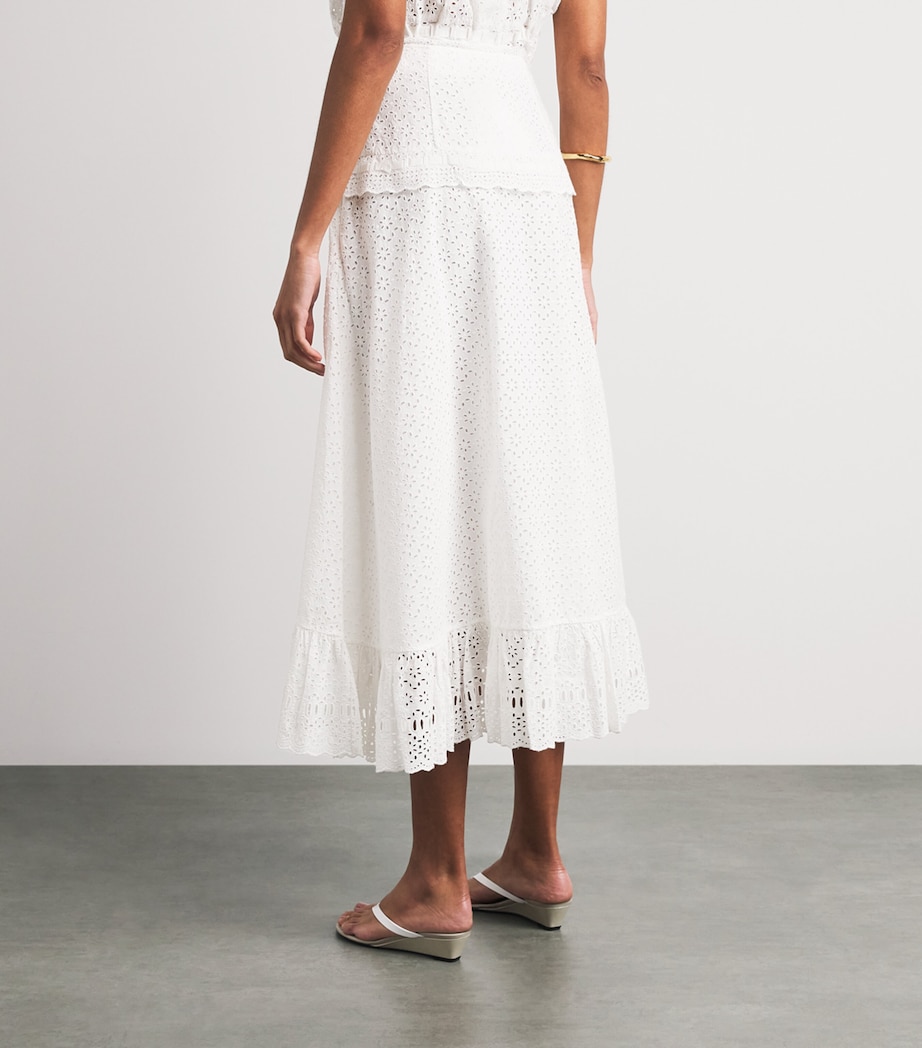 Ulla Johnson Womens Broderie Anglaise Violetta Midi Skirt Pristine Image 5