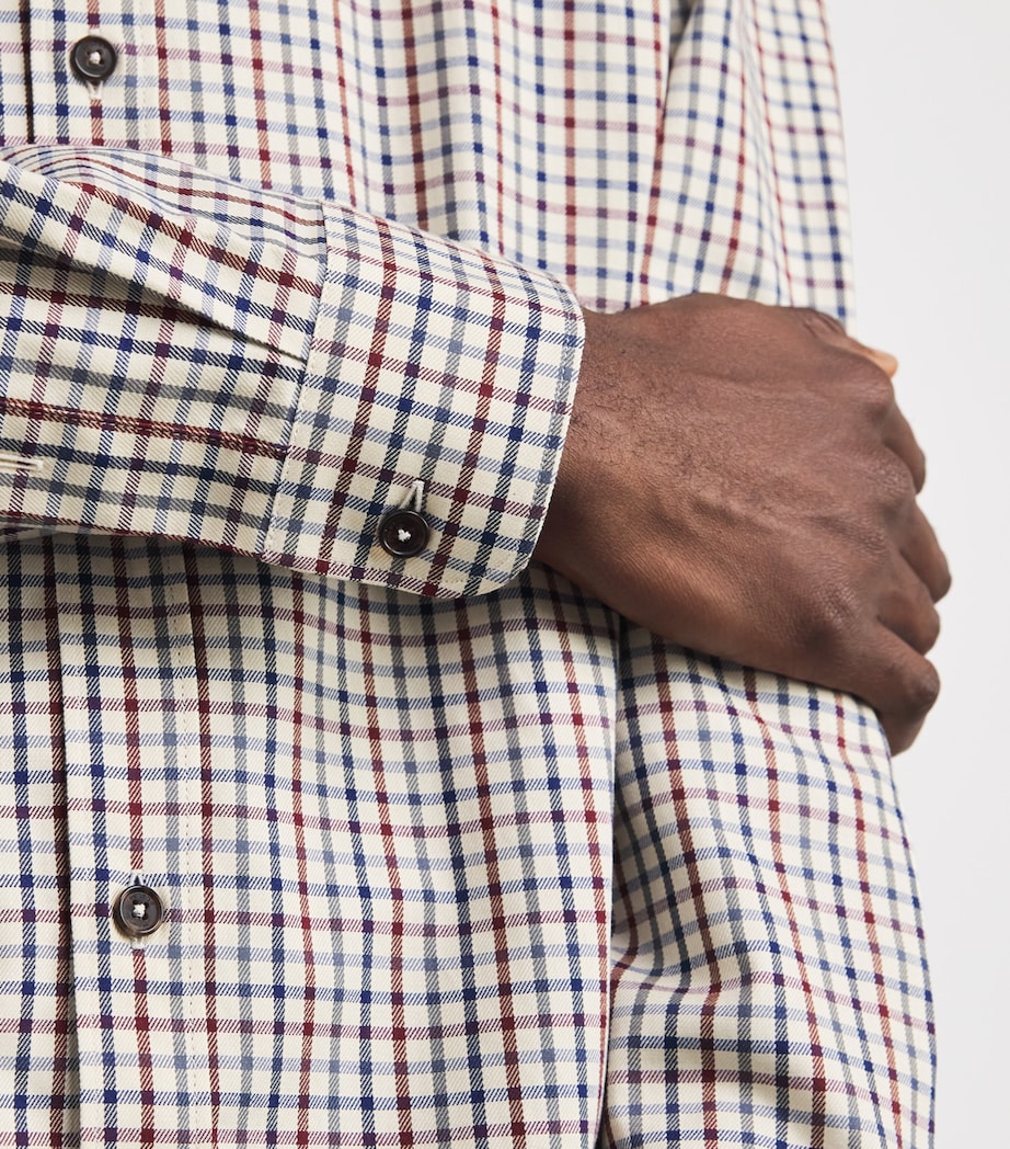 Cotton Check Tattersall Shirt FLAX Image 6