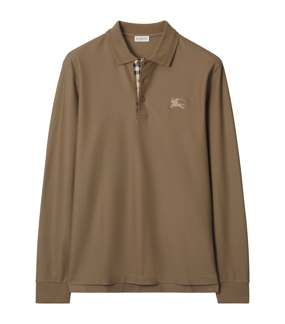 Cotton Long-Sleeve Polo Shirt CLAY BROWN Image 1