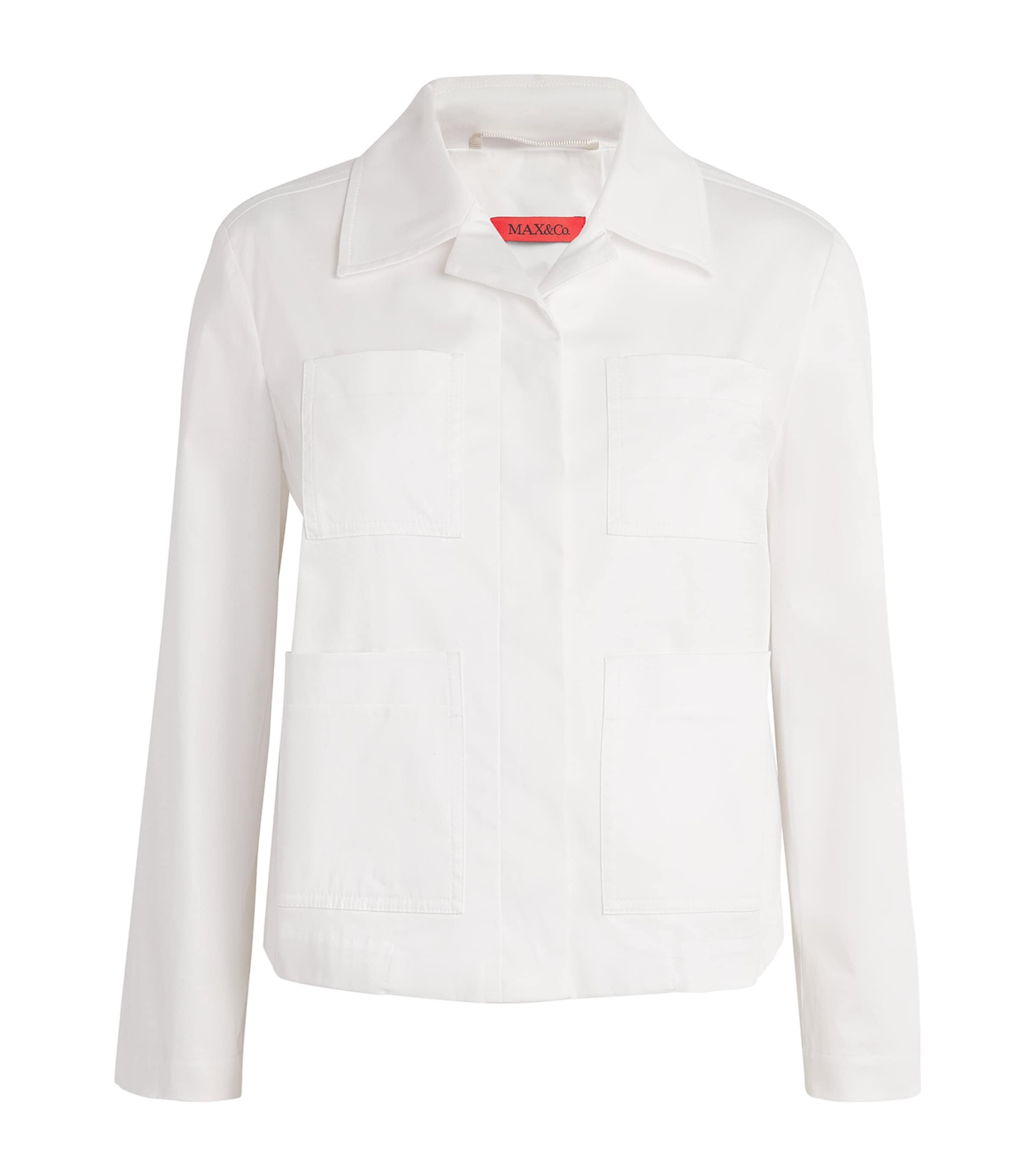 Max & Co Stretch-cotton Collared Jacket In White