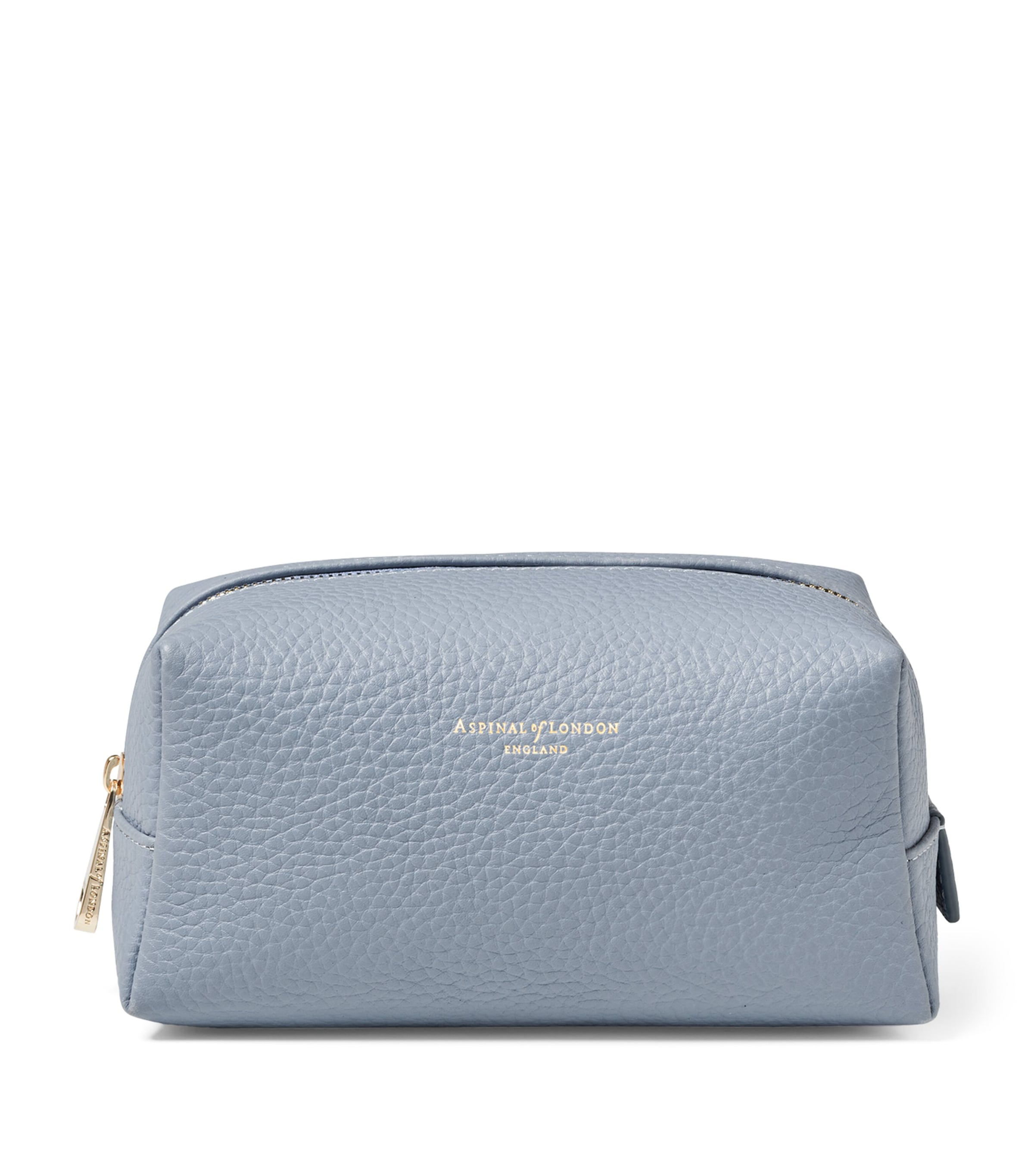 Aspinal Of London Medium Grained Leather Cosmetics Case Skyblue Image 1