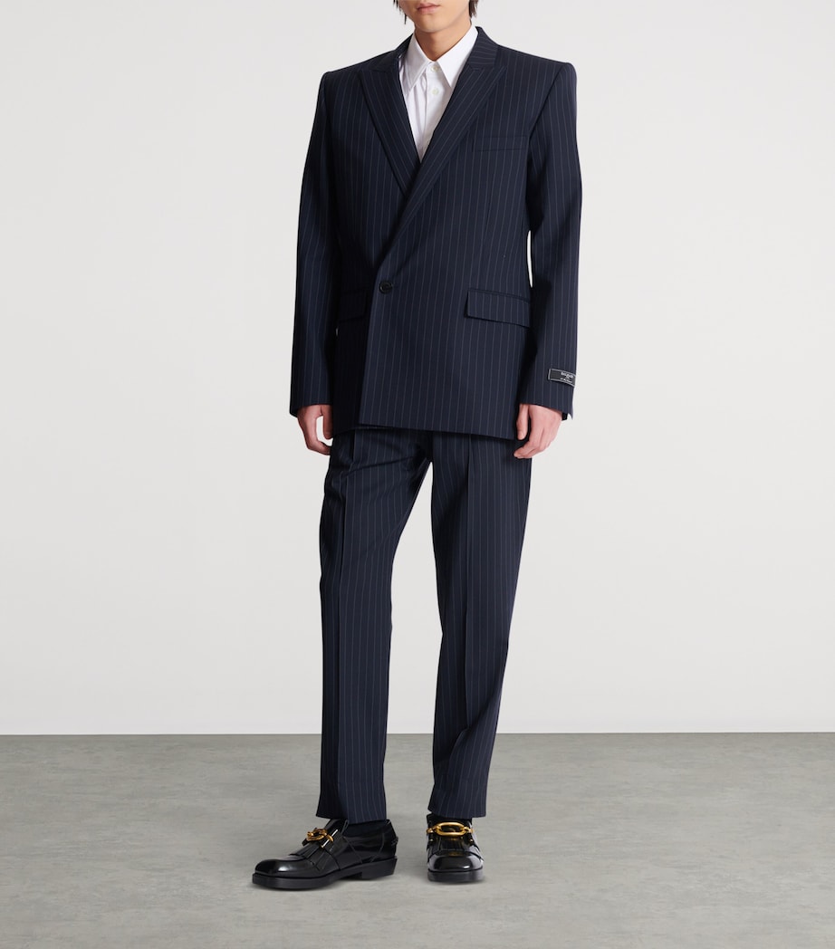 Wool Pinstripe Blazer SAJ BLEU/BLANC Image 7