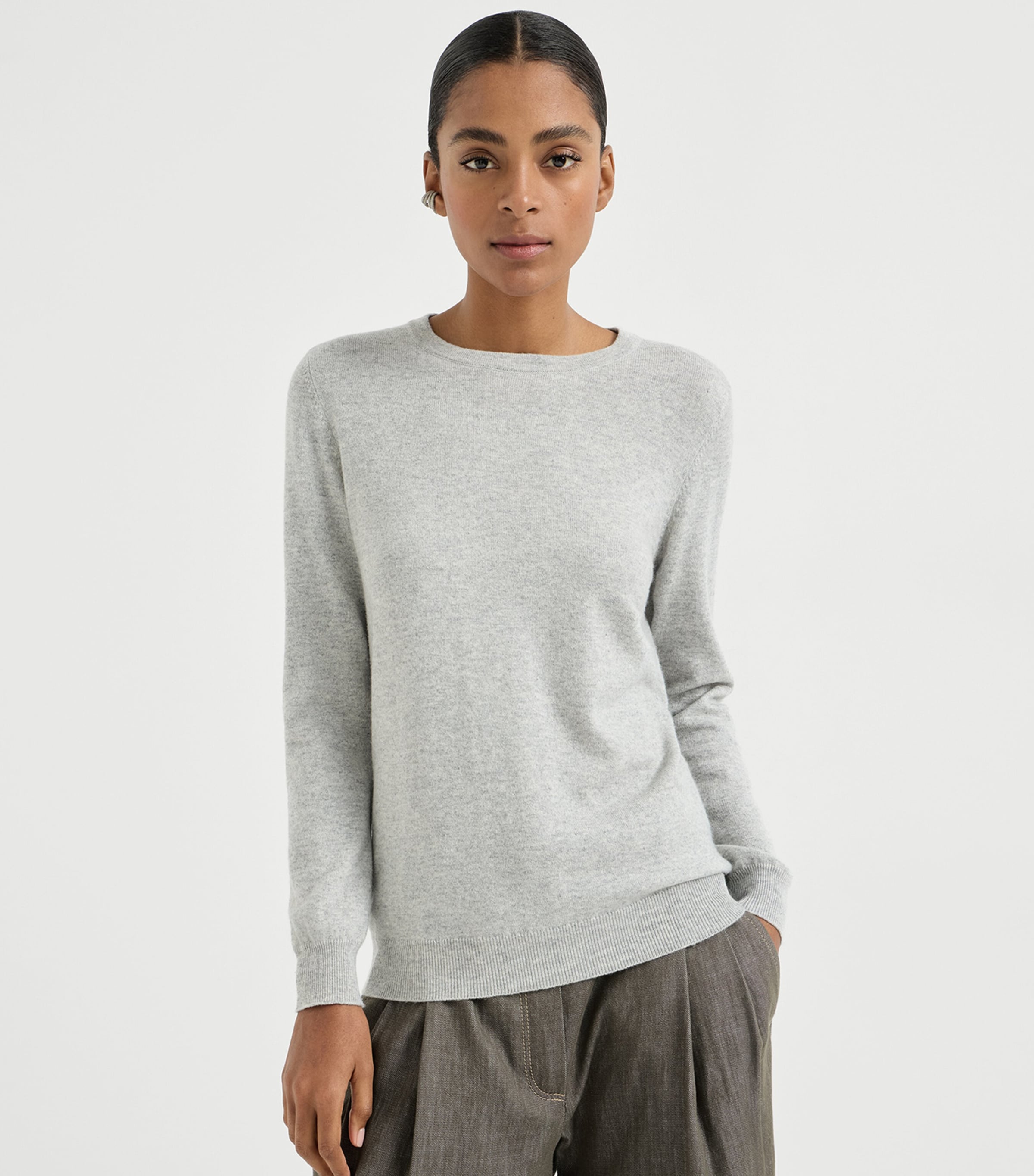 Brunello Cucinelli Womens Cashmere Monili-Trim Sweater Image 3