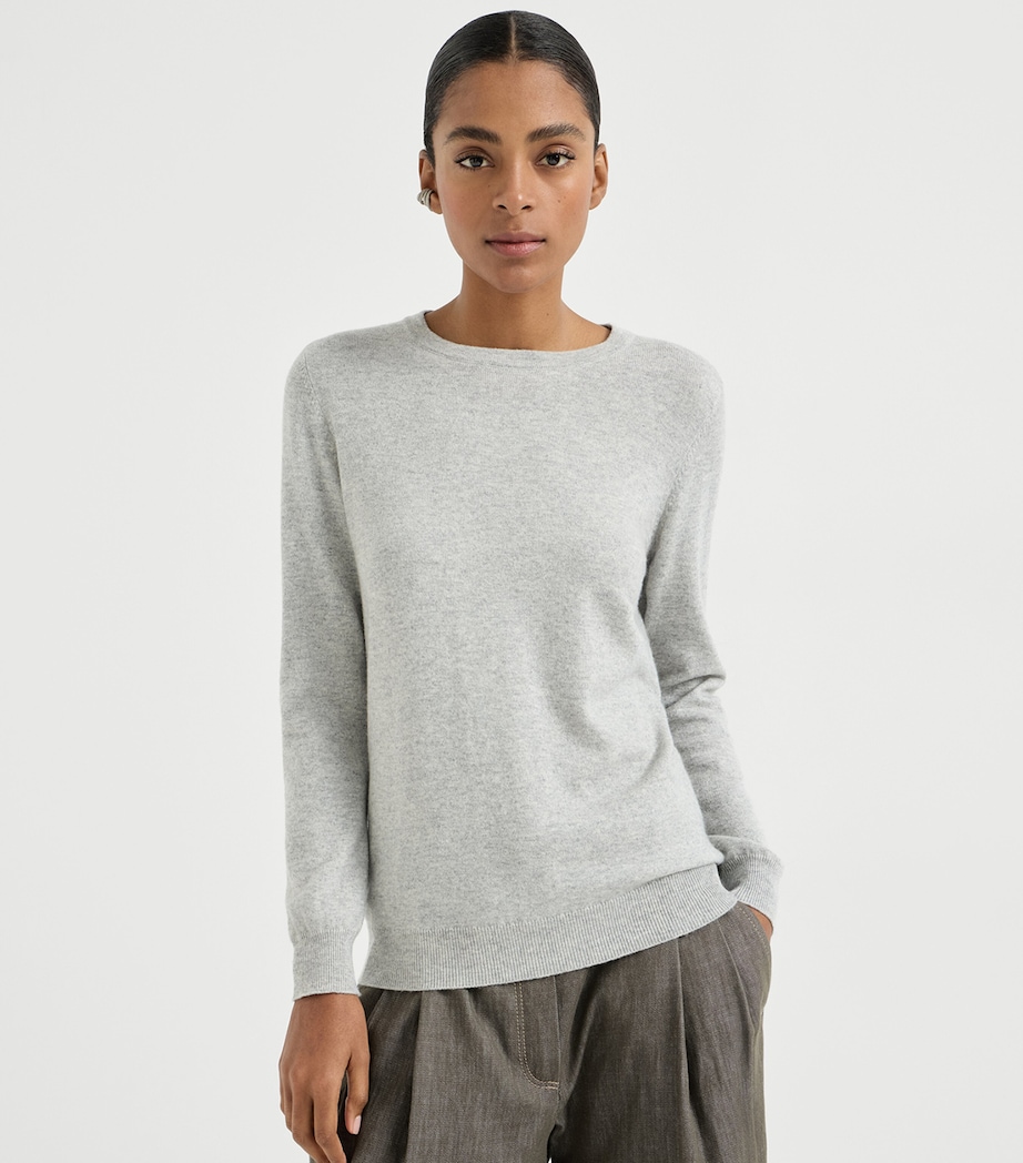Brunello Cucinelli Womens Cashmere Monili-Trim Sweater Image 3