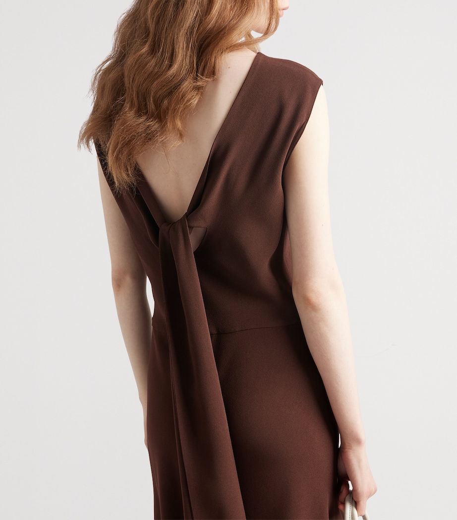prada brown dress Mouline Wool Dress