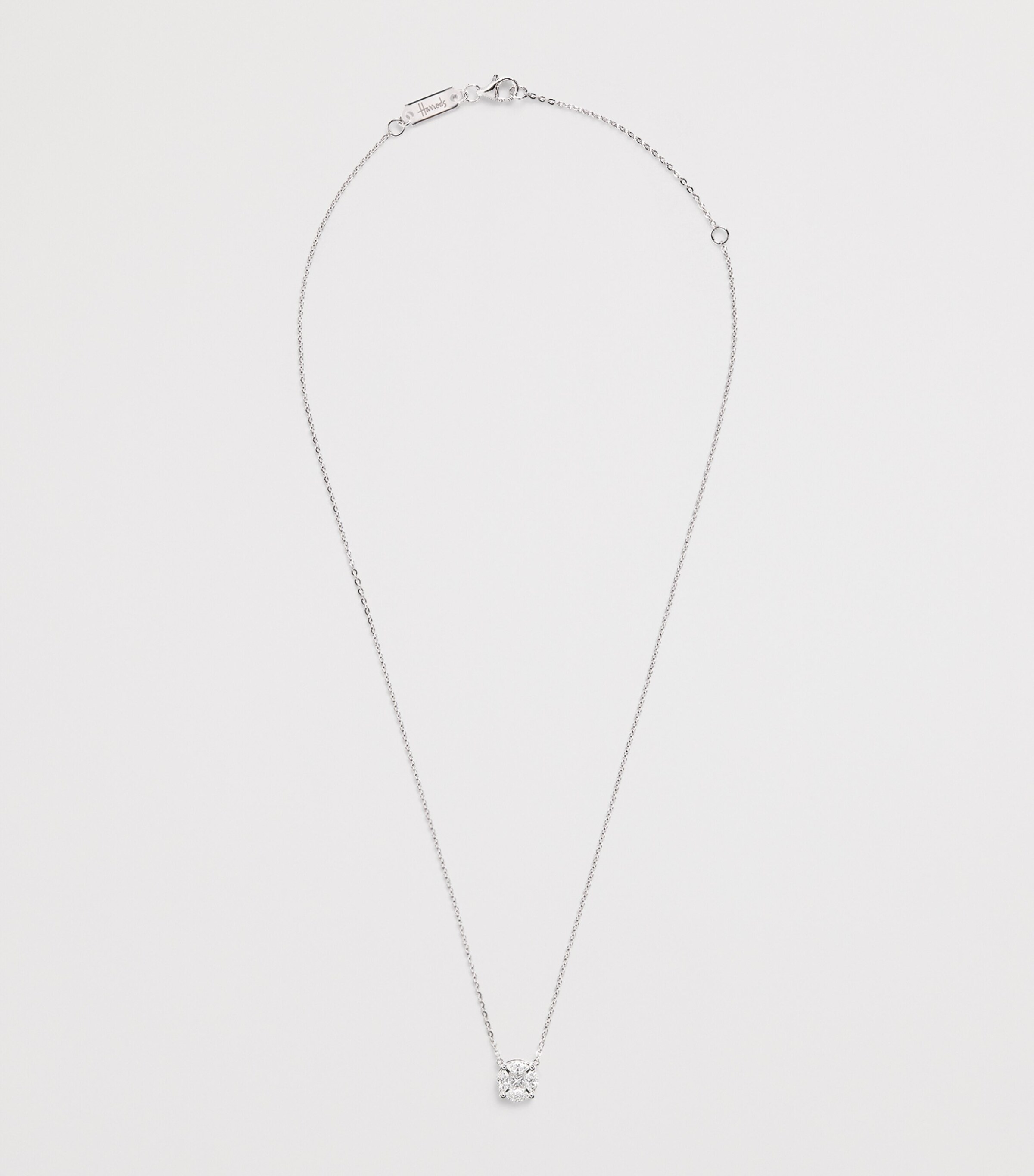 White Gold and Diamond Round Illusion Necklace (0.90ct) WHITE GOLD Image 3