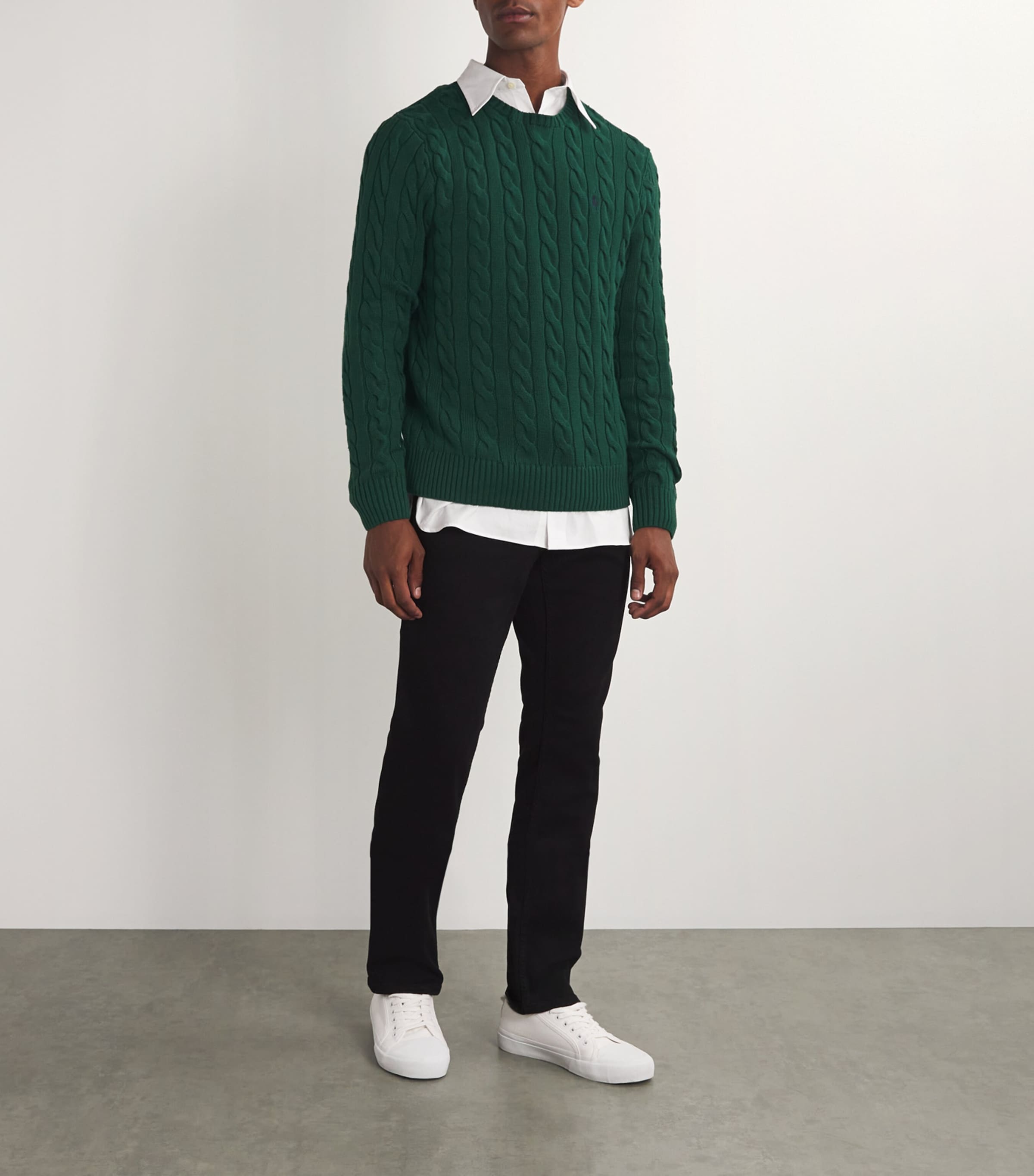 Polo Ralph Lauren Mens Cotton Cable-Knit Sweater Green Image 2