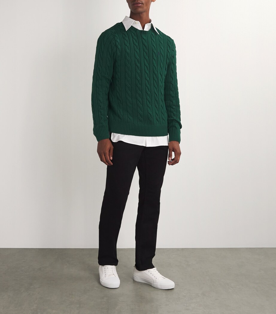 Polo Ralph Lauren Mens Cotton Cable-Knit Sweater Green Image 2