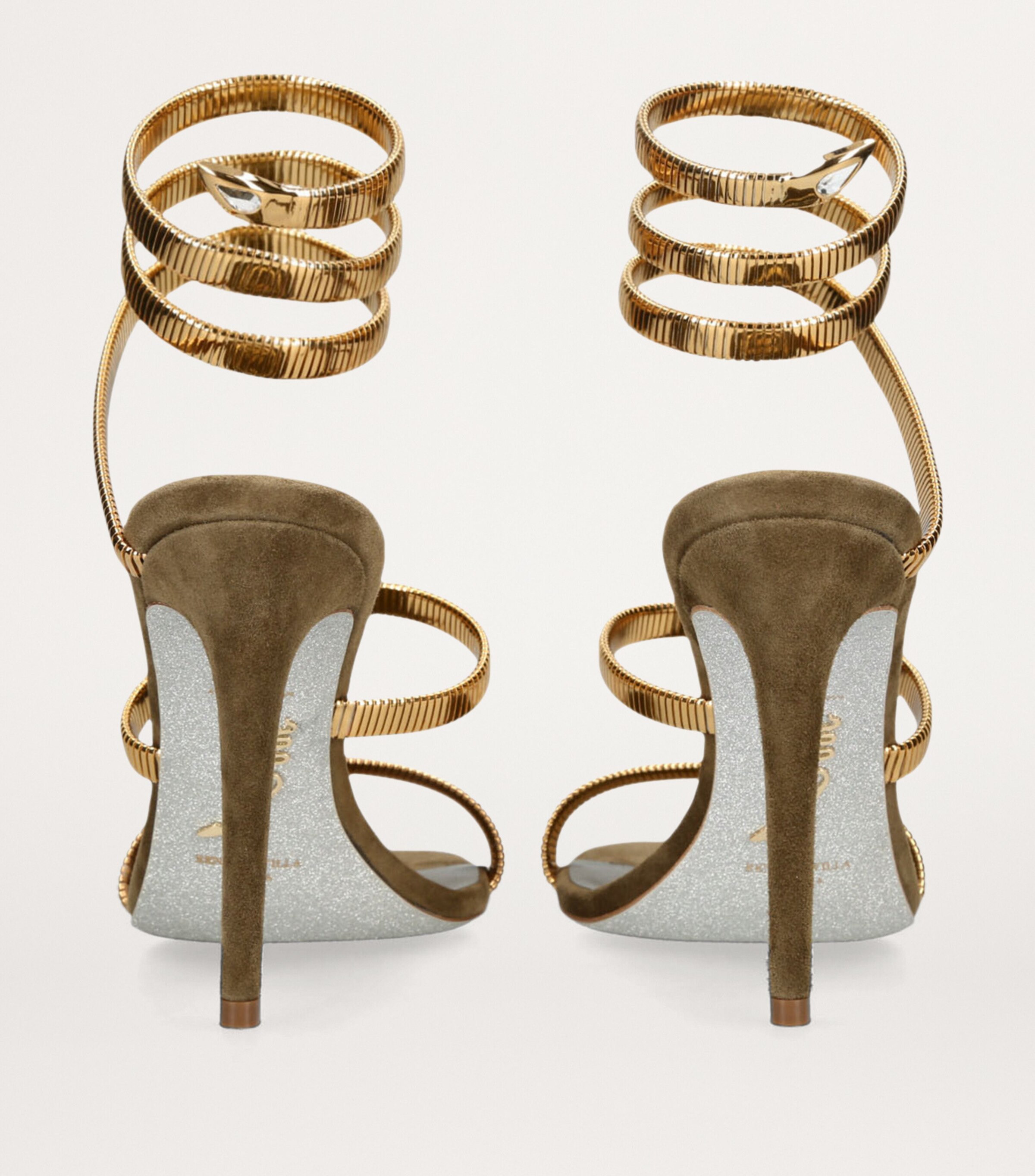 René Caovilla Suede Juniper Sandals 105 Metal Comb Image 5