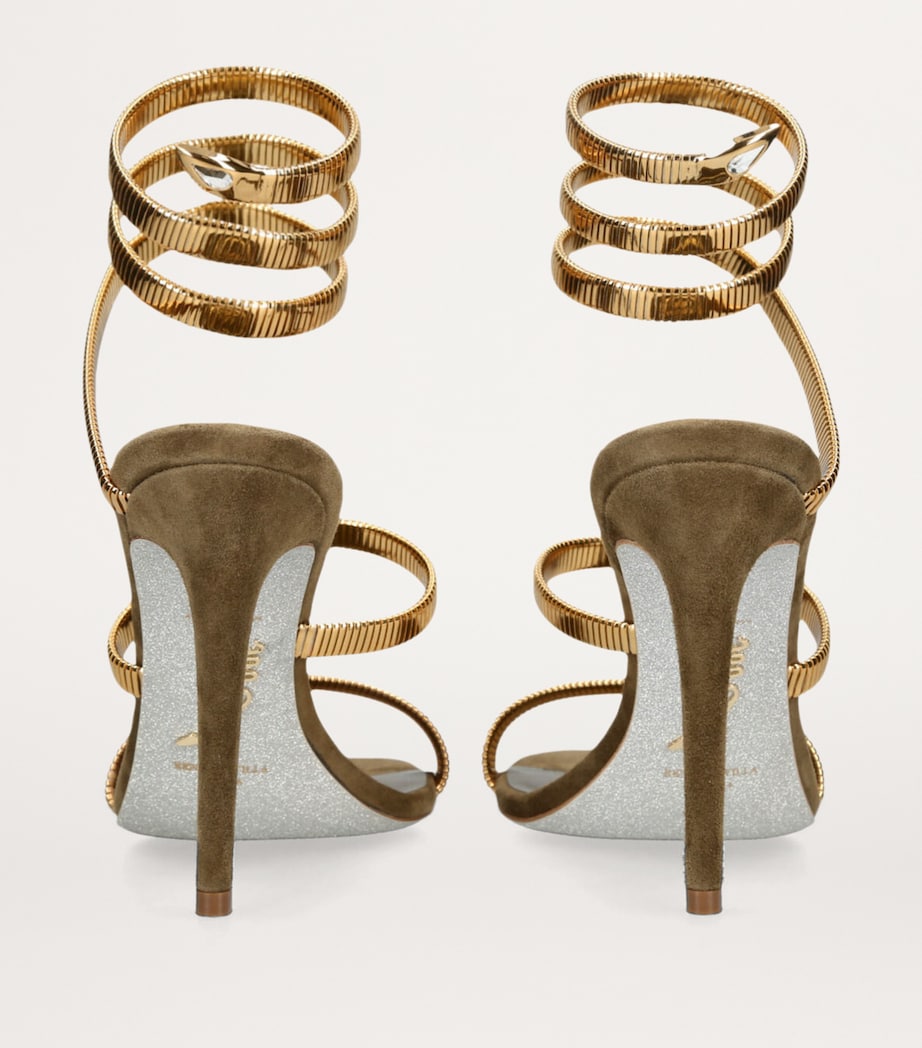 René Caovilla Suede Juniper Sandals 105 Metal Comb Image 5