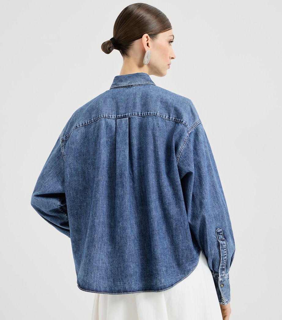 Brunello Cucinelli Womens Denim Monili-Embellished Shirt Image 3