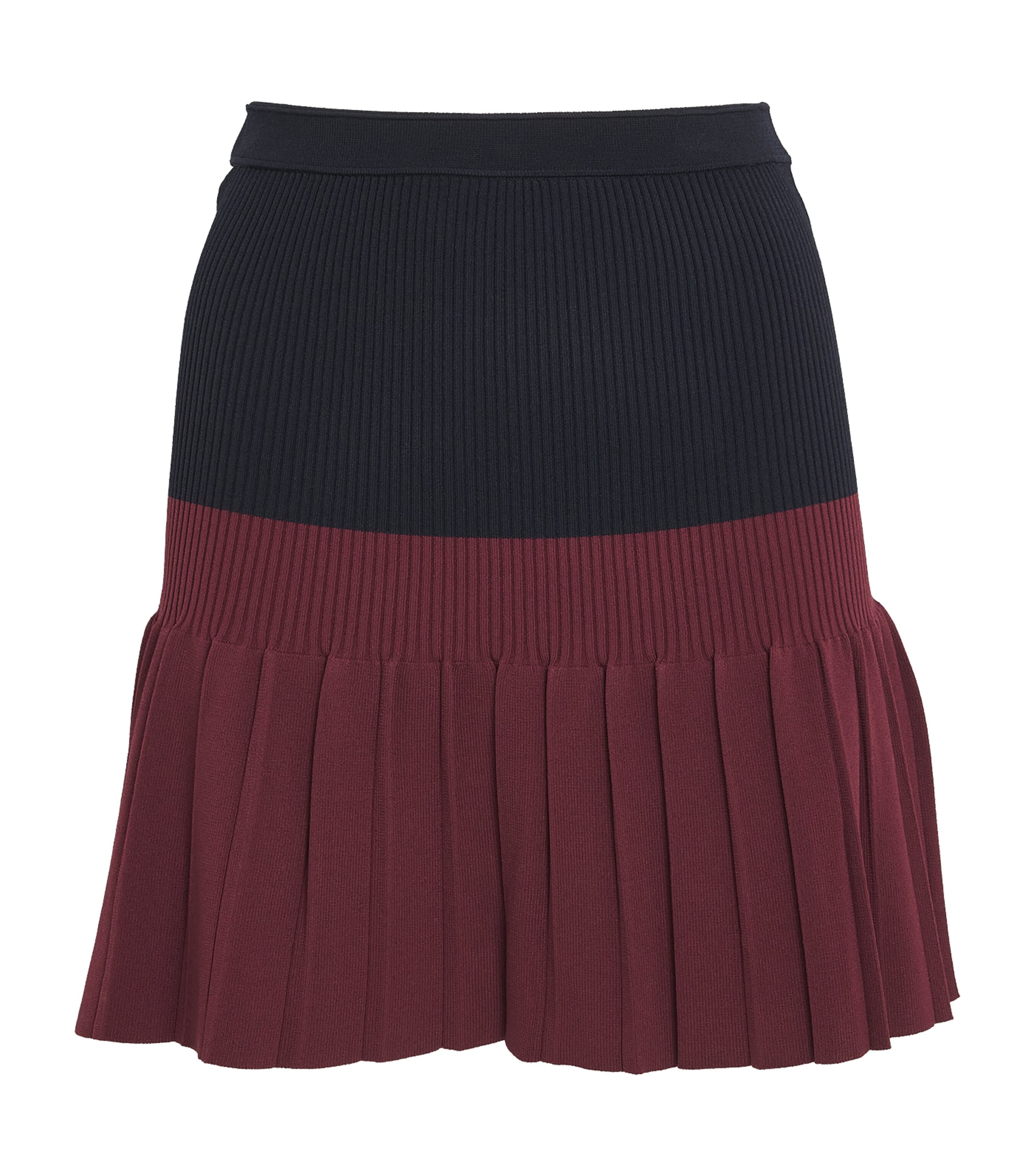 Sandro Womens Navy Blue Two-tone Pleated Knitted Mini Skirt In Blue
