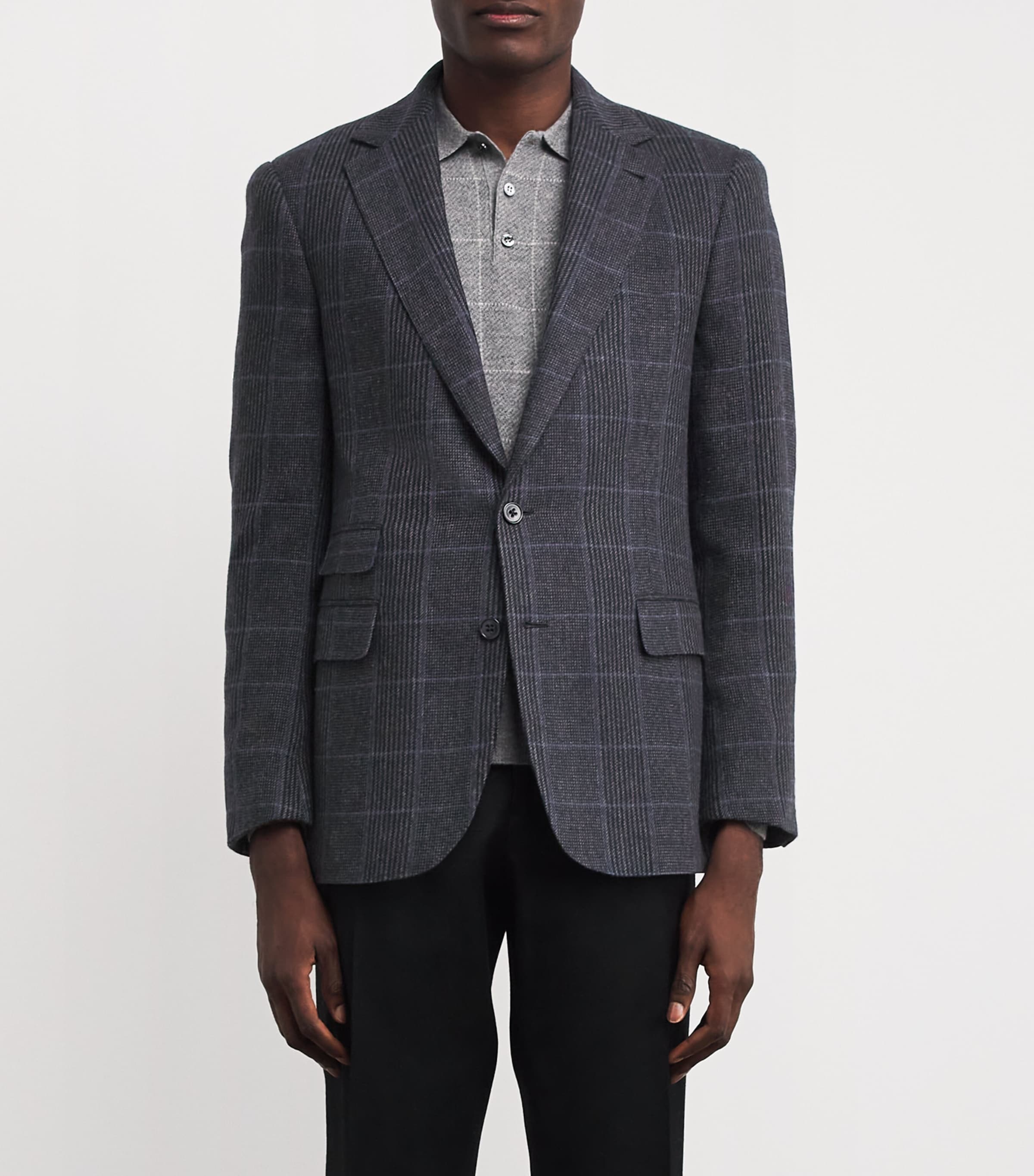 Cashmere Check Gregory Blazer MED GREY/NAVY RYL BL Image 3