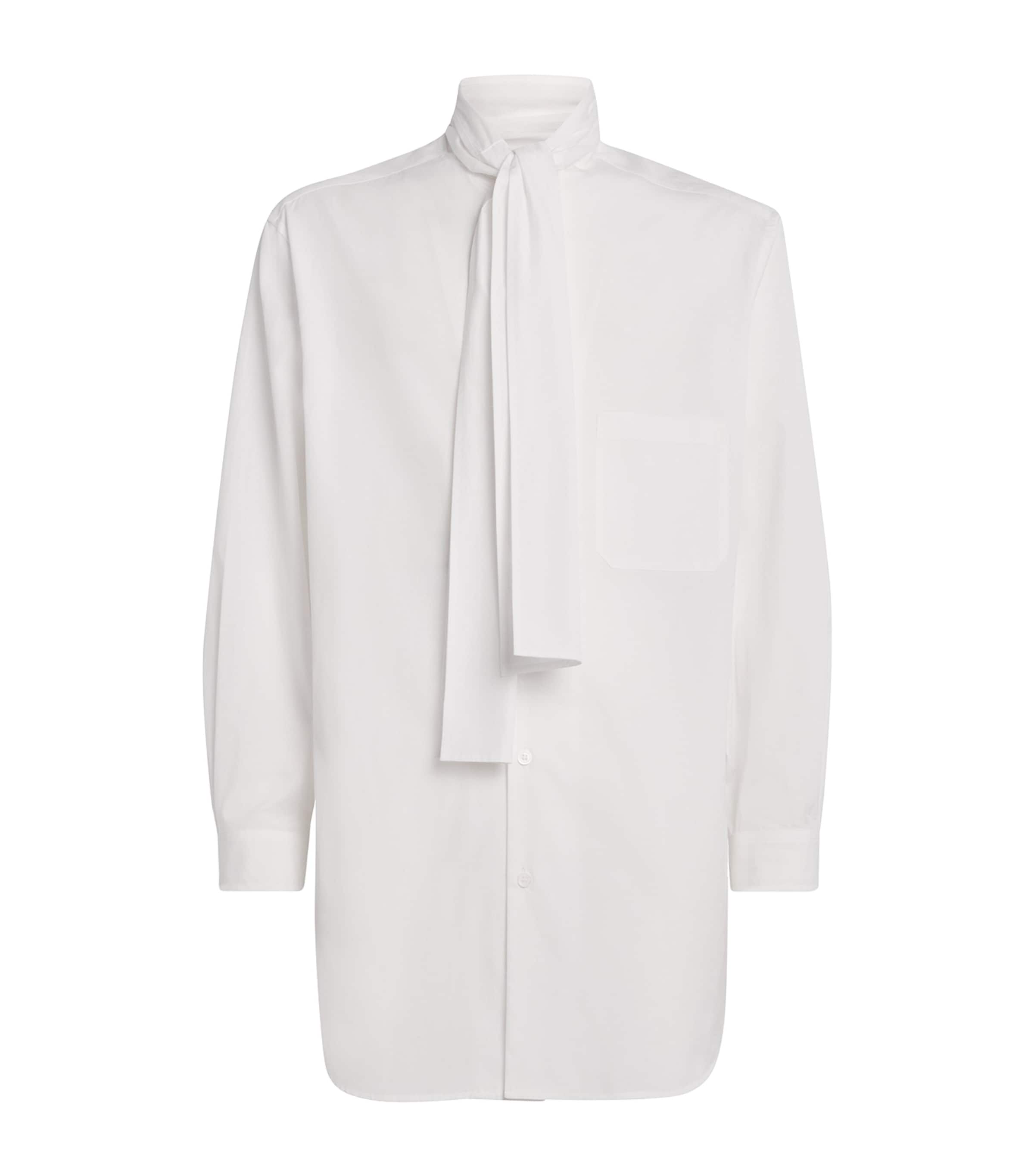 Yohji Yamamoto Mens Cotton Scarf-Collar Shirt White Image 1