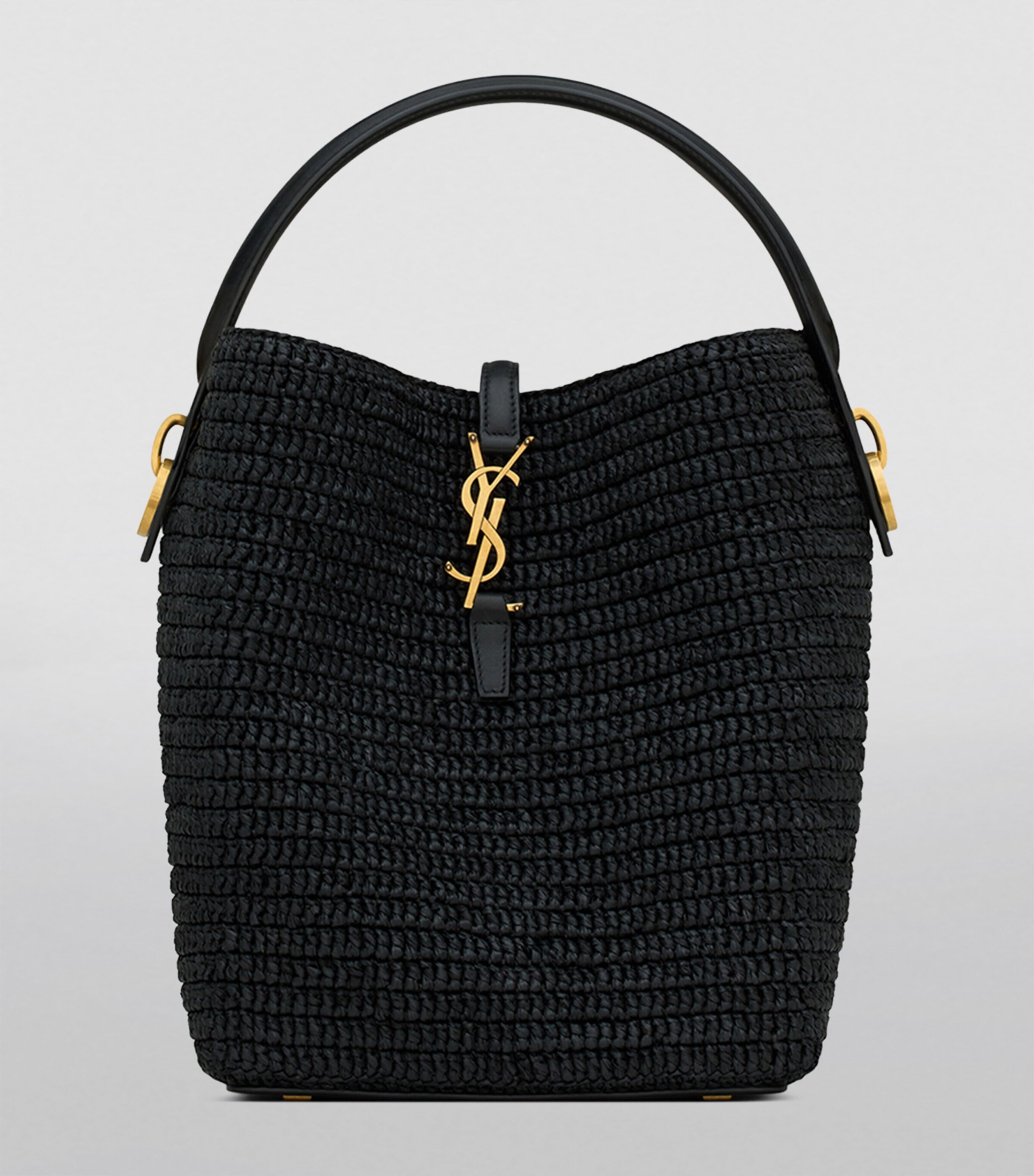 Saint Laurent Black Raffia Le 37 Bucket Bag | Harrods UK