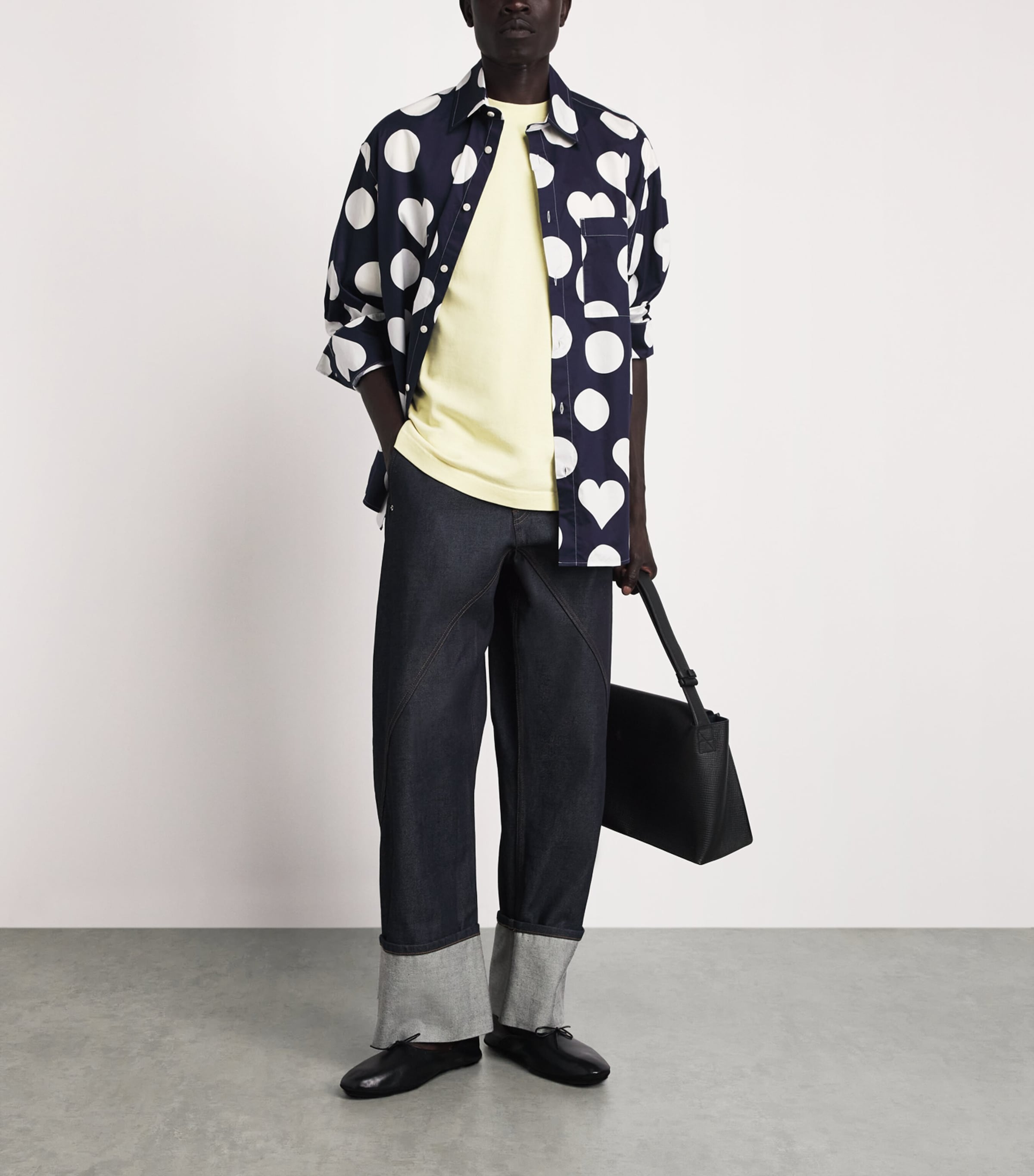Jacquemus Mens Grosgrain Logo T-shirt Pale Yellow Image 2