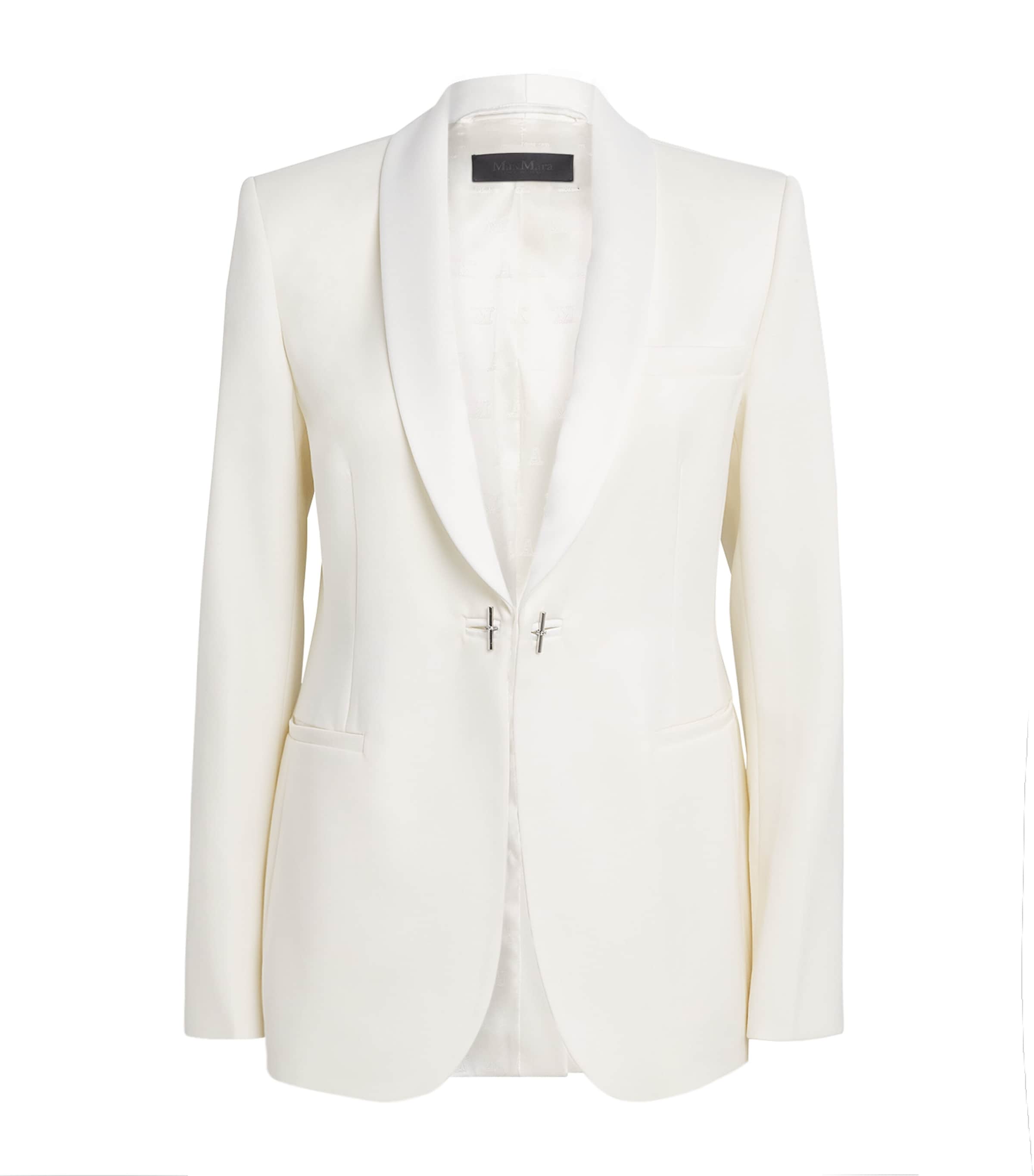 Max Mara Wool Shawl-collar Jacket In White