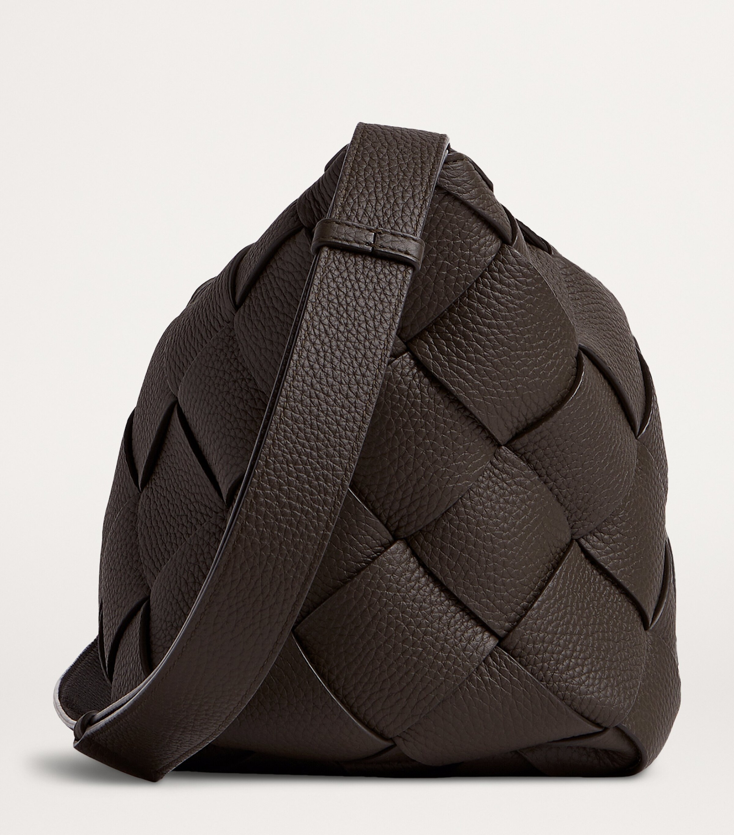 Bottega Veneta Brown Leather Intreccio Diago Cross-Body Bag