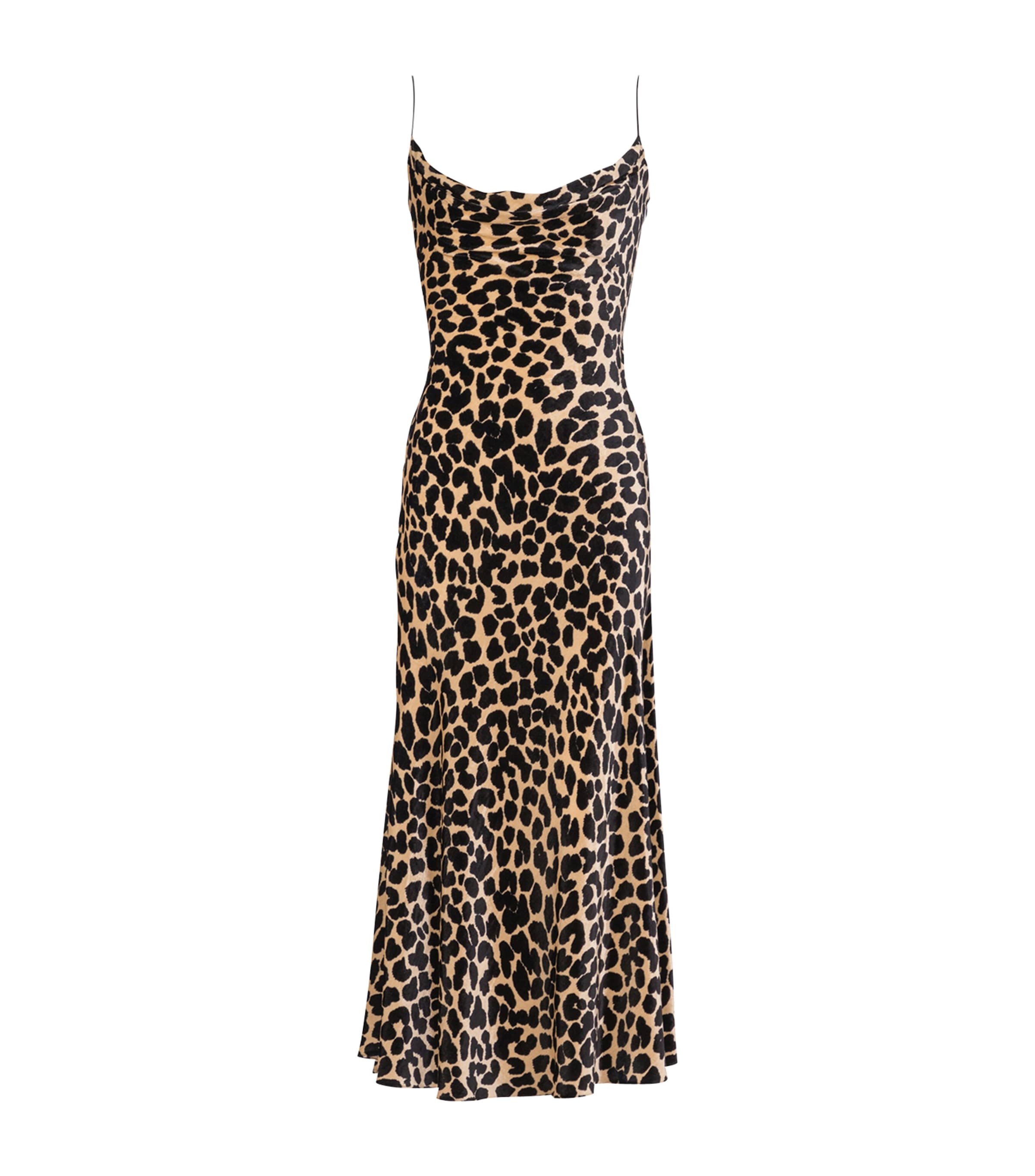 Balmain Velvet Leopard Print Midi Dress